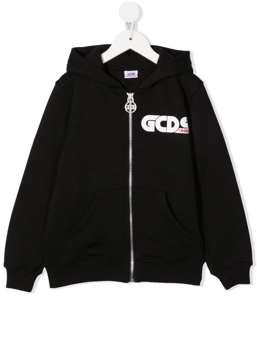 GCDS Mini Kids Black Hoodie With Front And Back Contrast Logo