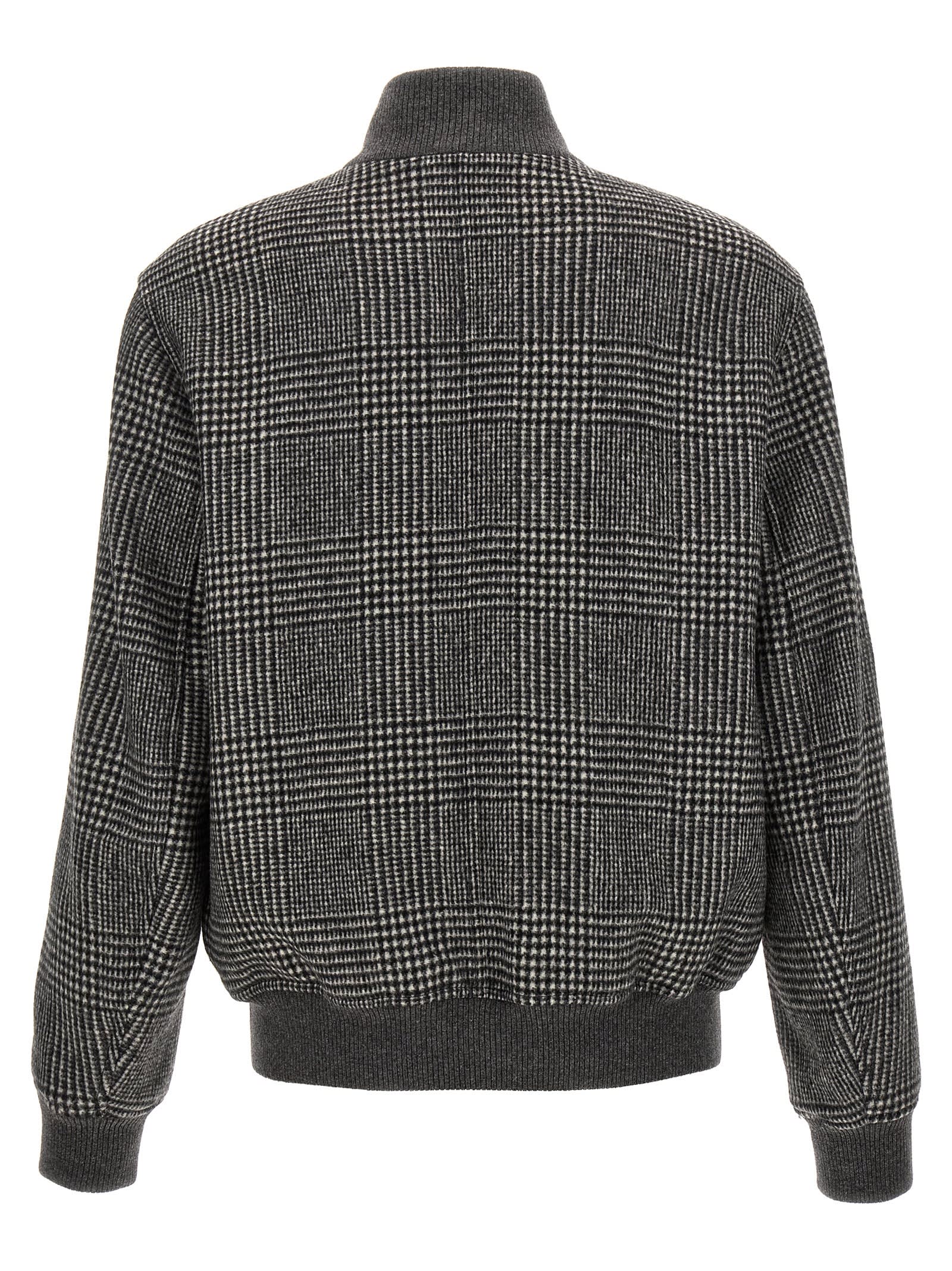 Shop Brunello Cucinelli Check Bomber Jacket In Gray