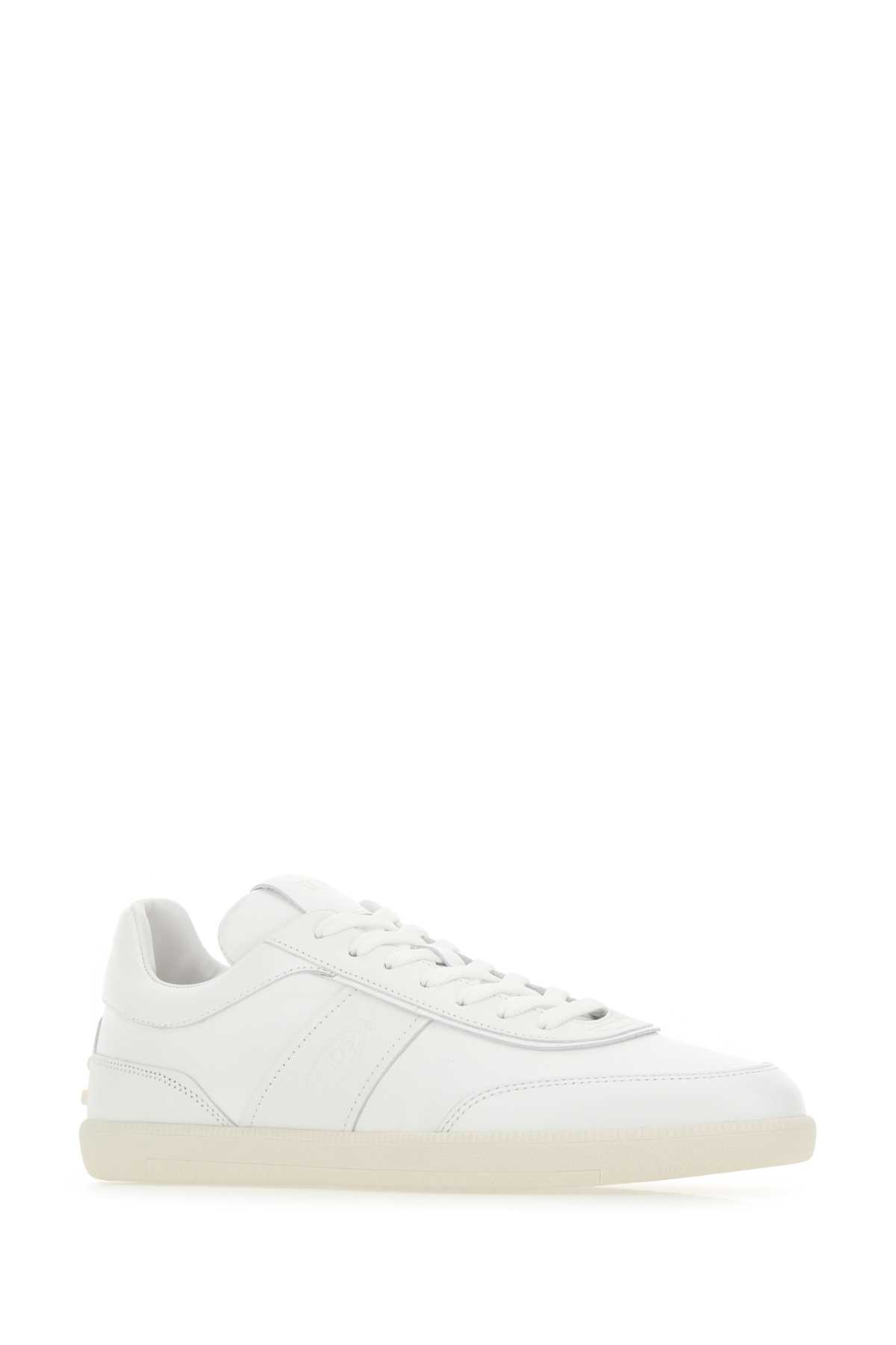 Shop Tod's White Leather Tabs Sneakers In B001