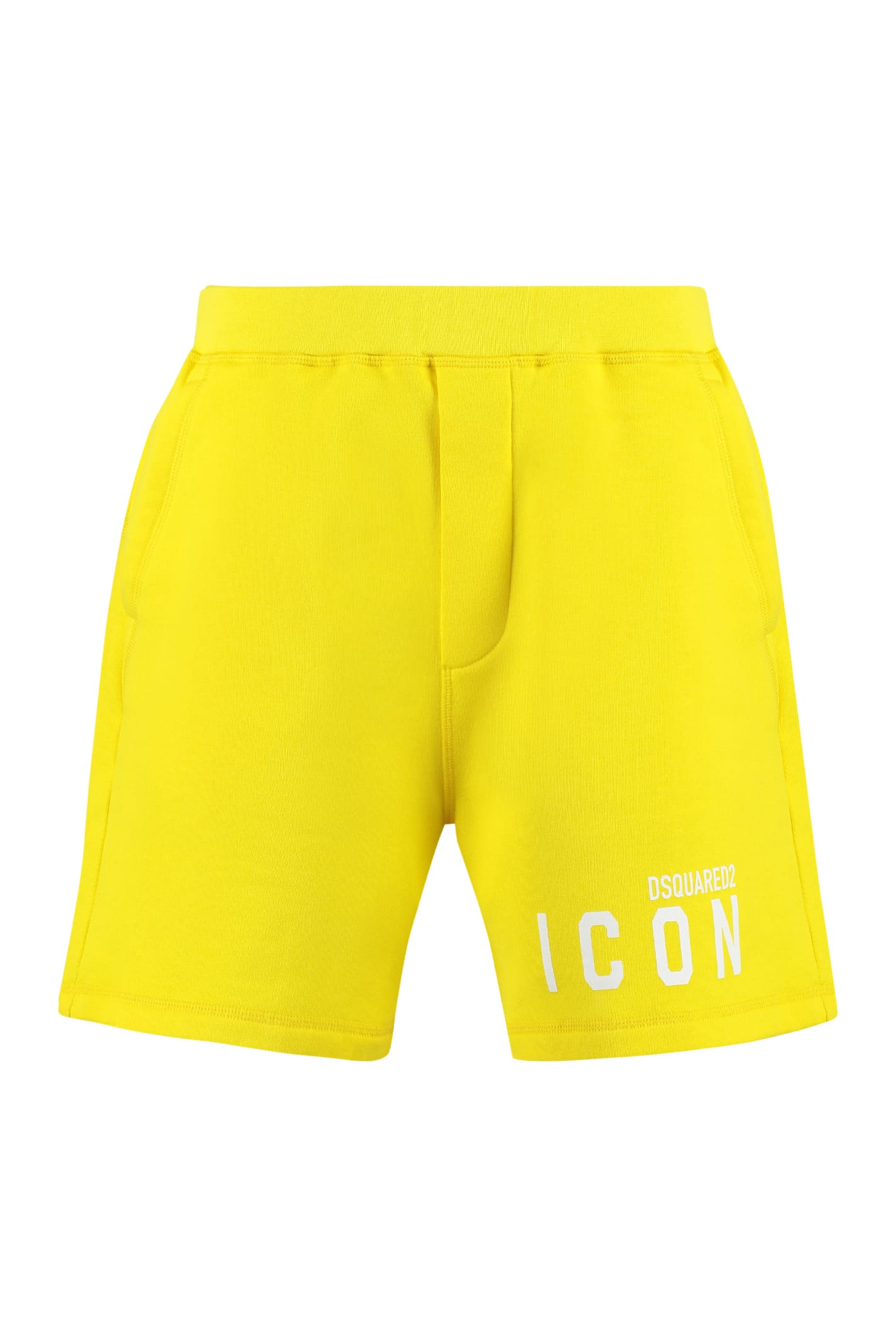 Shop Dsquared2 Logo Print Sweatshorts In Yellow