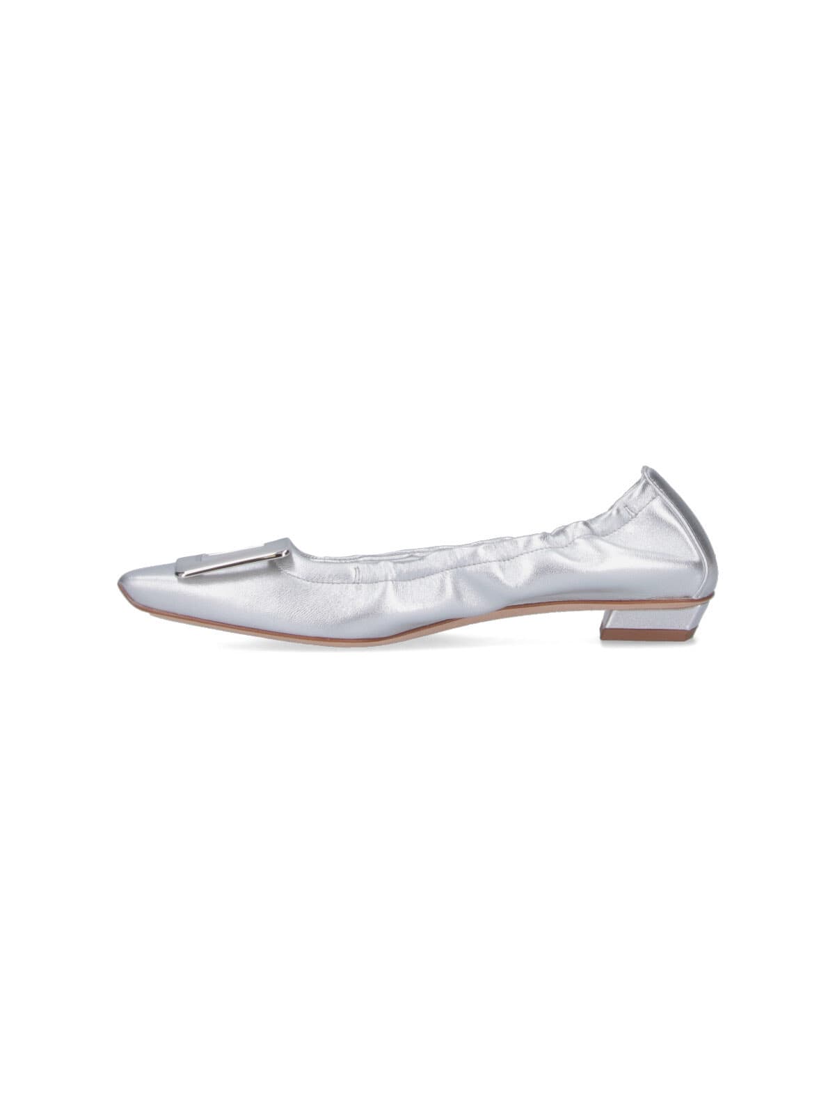 Roger Vivier 'belle Viviere' Heeled Ballet Flats In Silver