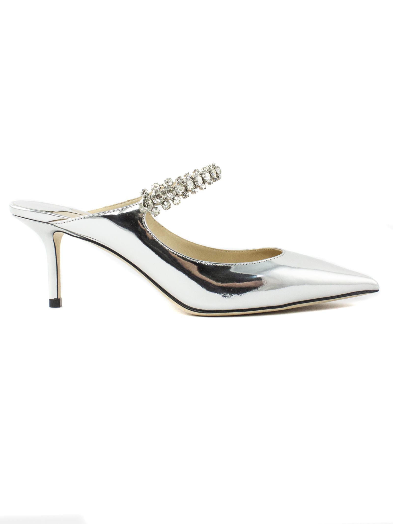 Buy Jimmy Choo Silver Patent Leather Mule online, shop Jimmy Choo shoes with free shipping
