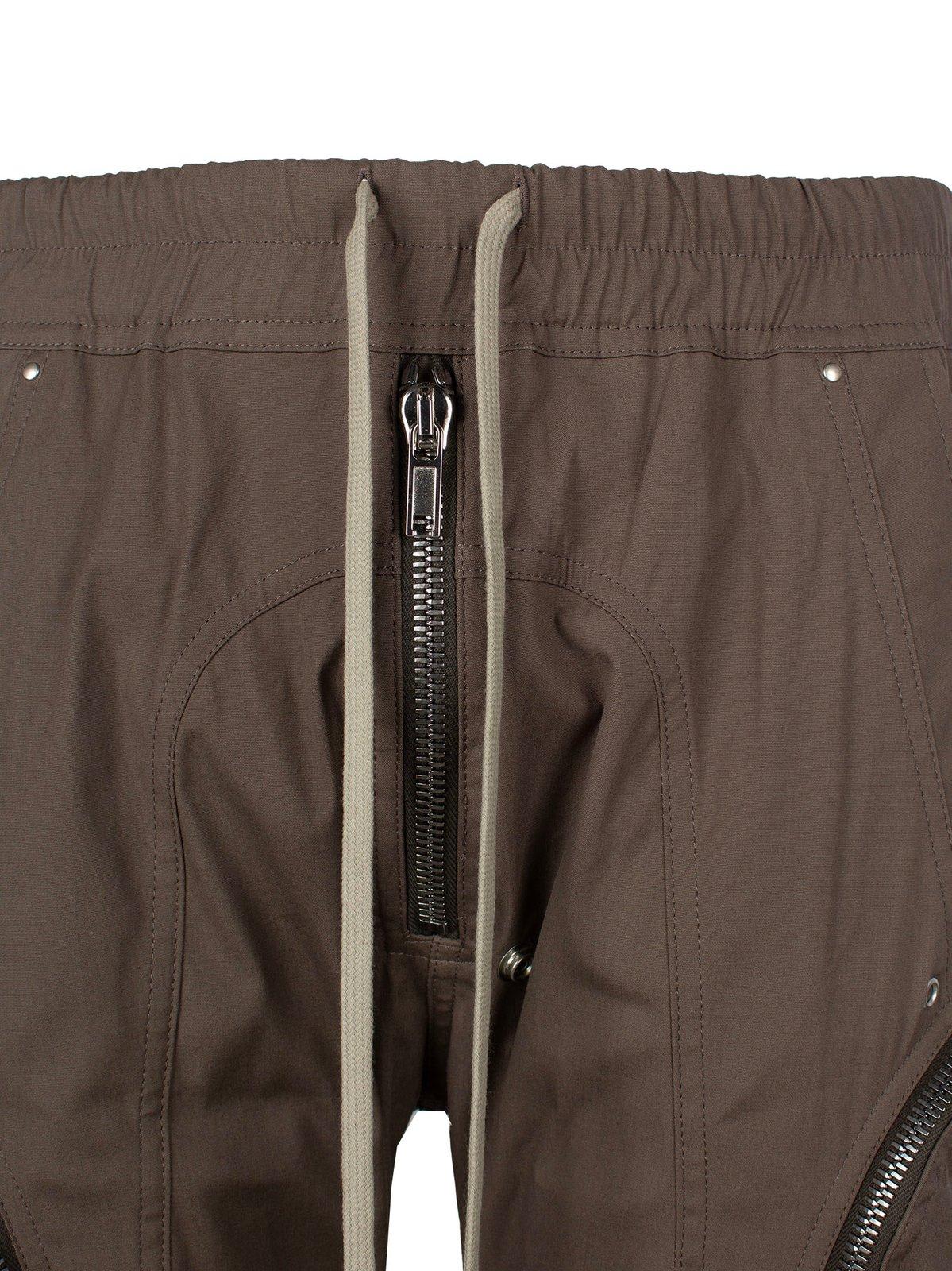 Shop Rick Owens Zip Detailed Drawstring Trousers In Grey