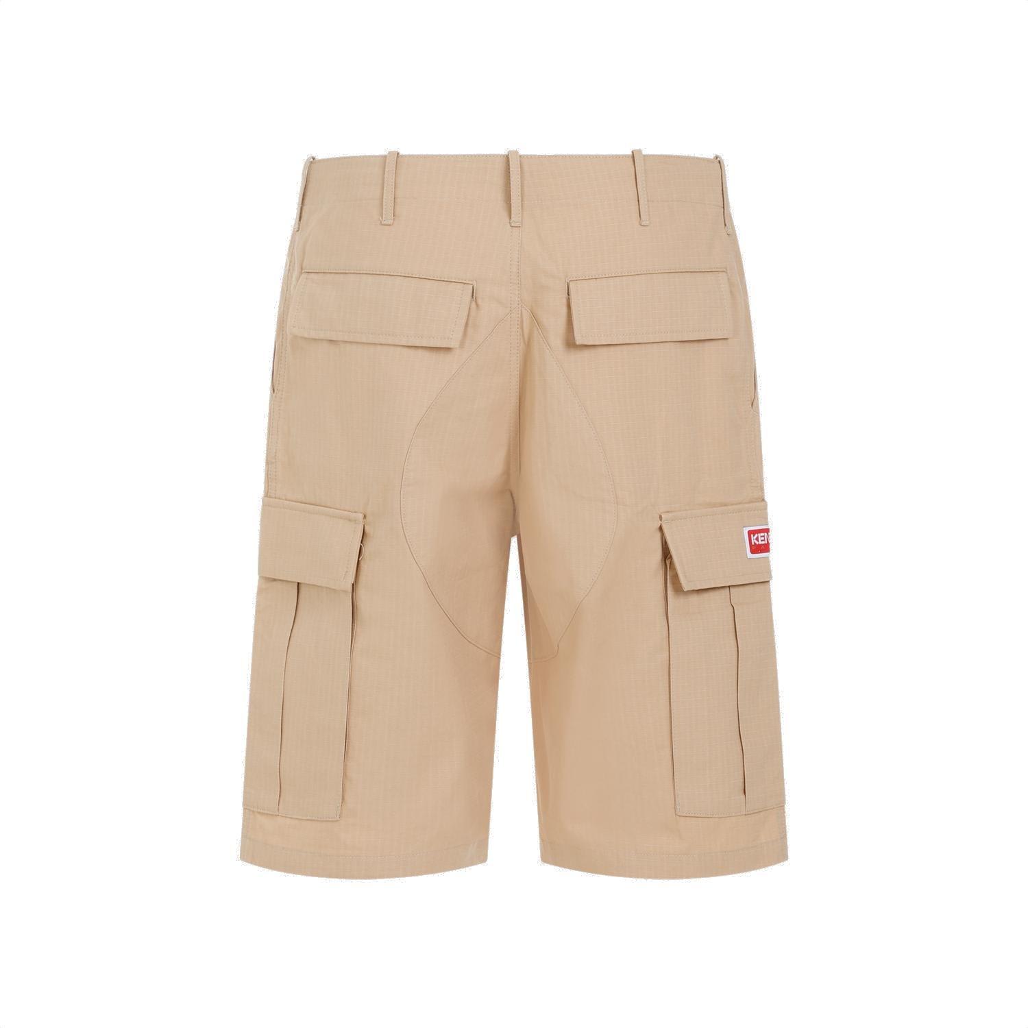 Shop Kenzo Cargo Workwear Shorts In Brown