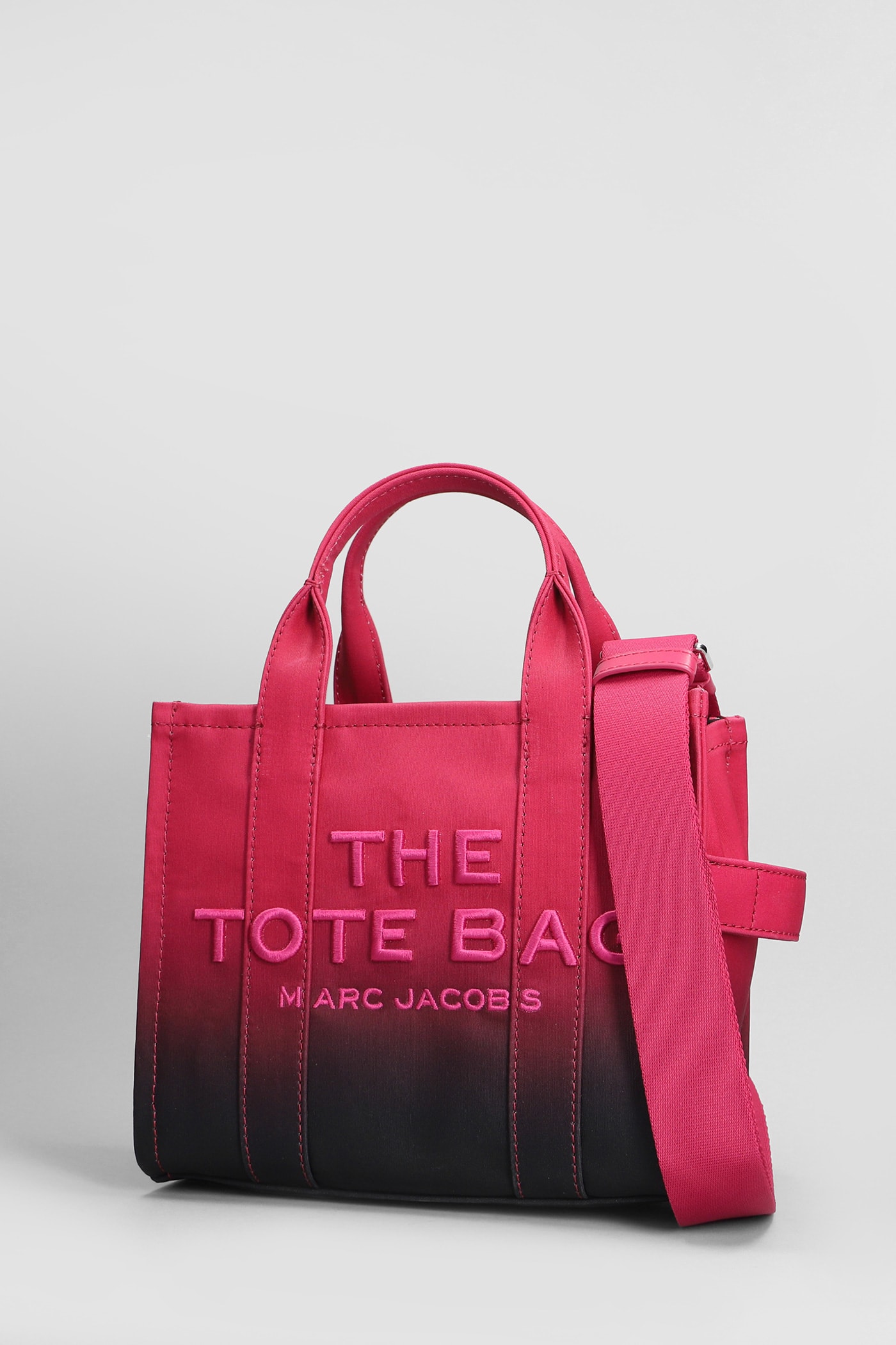 Shop Marc Jacobs The Small Tote Tote In Fuxia Cotton