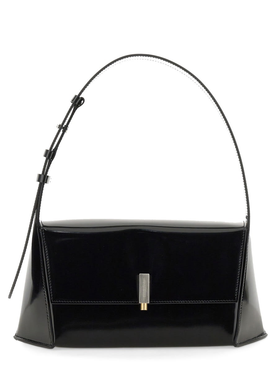 Shop Ferragamo Medium Geometric Shoulder Bag In Black