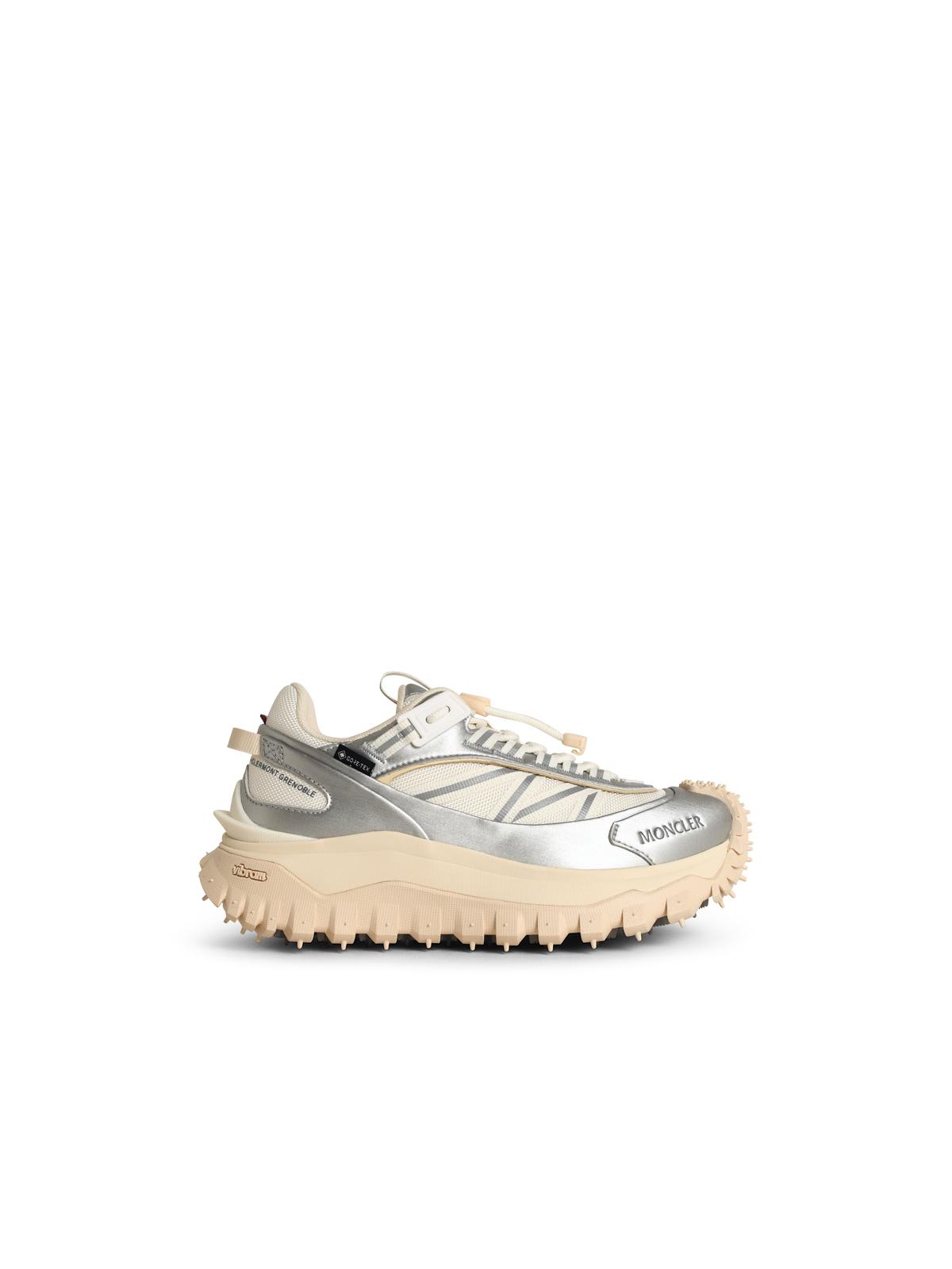 Moncler Leather Trailgrip Gtx Sneakers In Silver