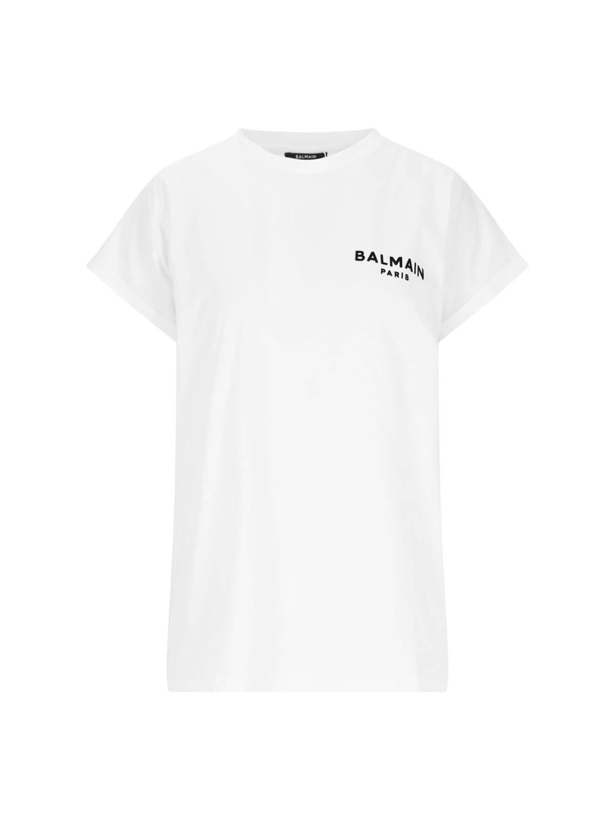 Shop Balmain Flocked T-shirt In White