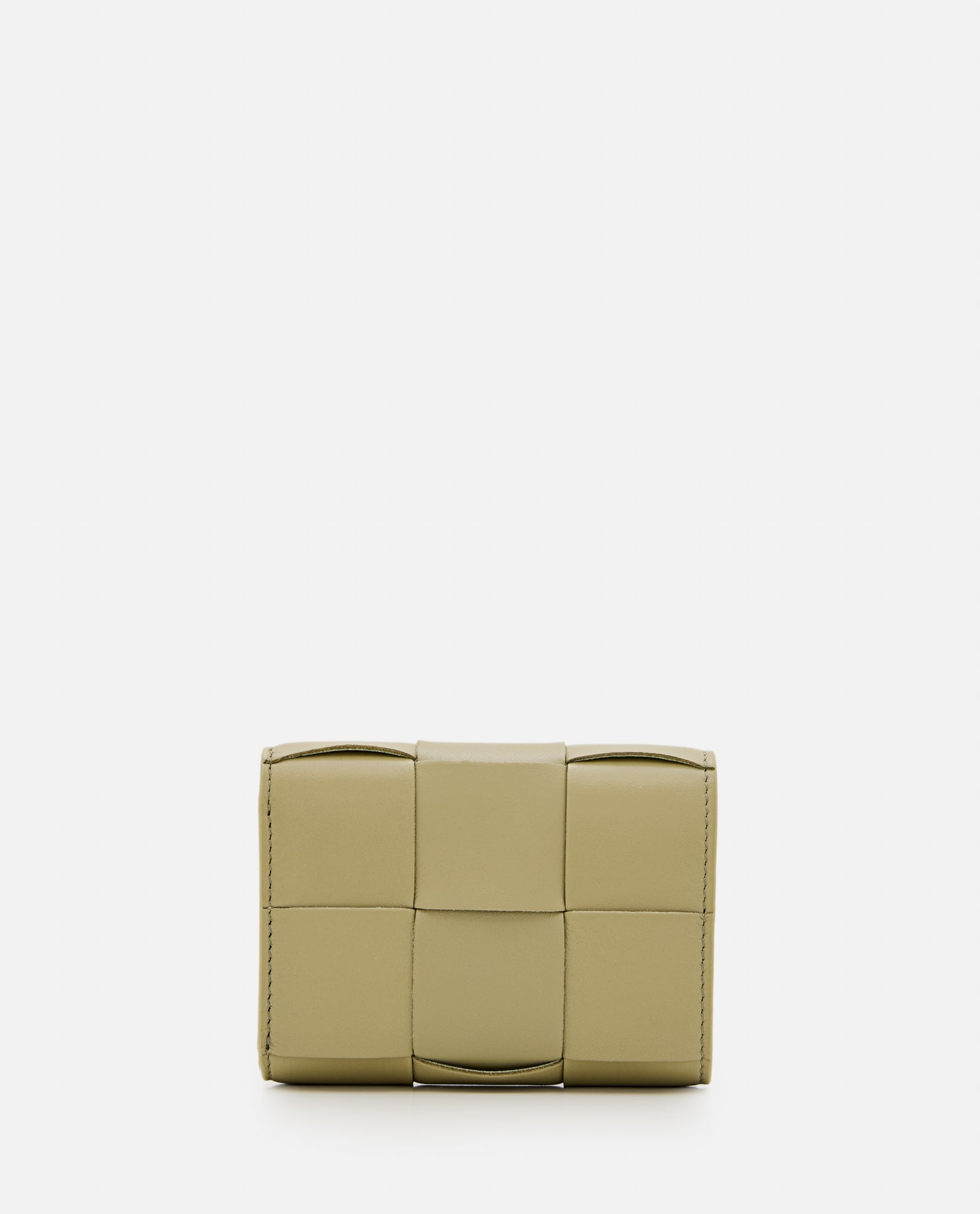 Shop Bottega Veneta Tri-fold Leather Wallet In Beige