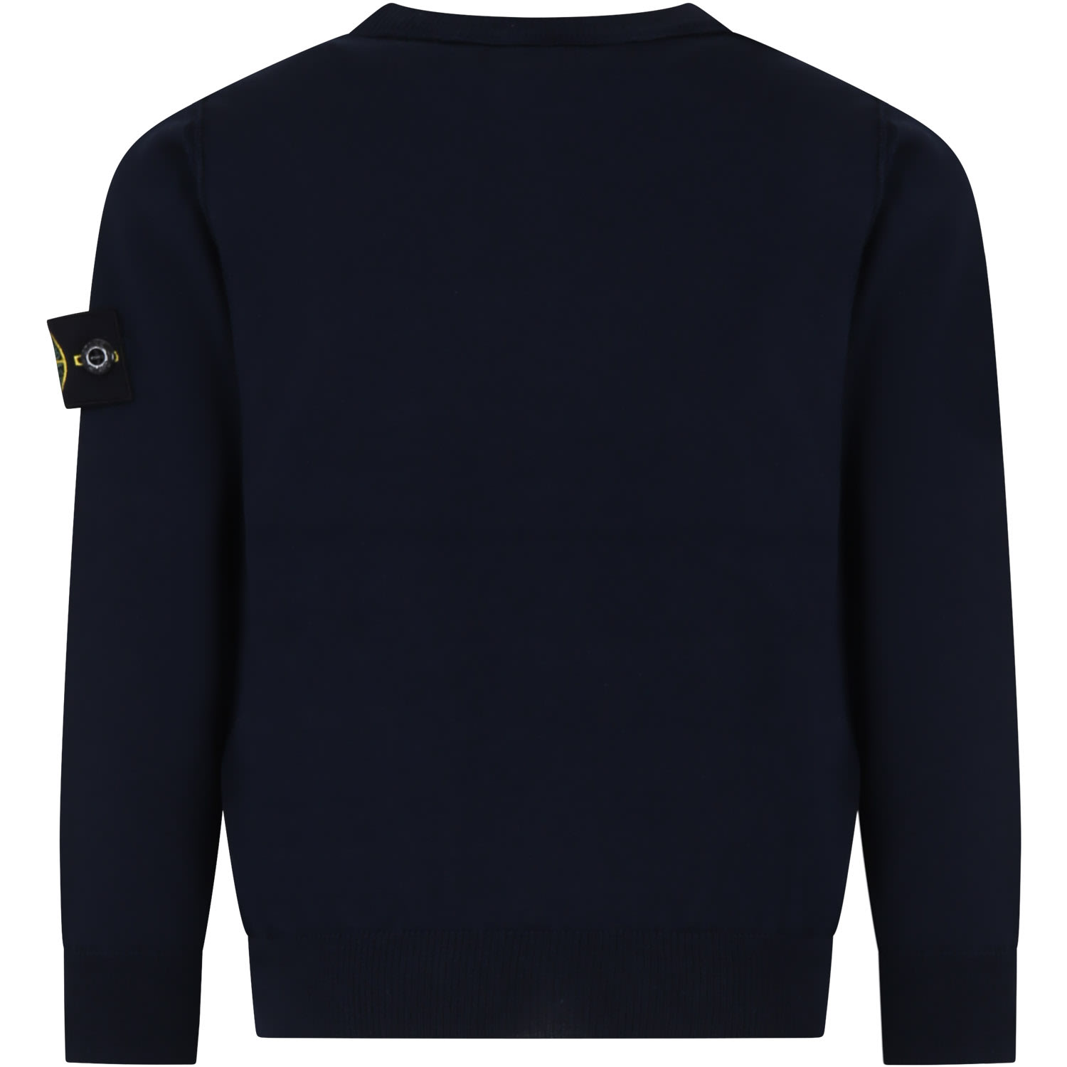 Shop Stone Island Junior Blue Sweater For Baby Boy With Compass In Navy Blue