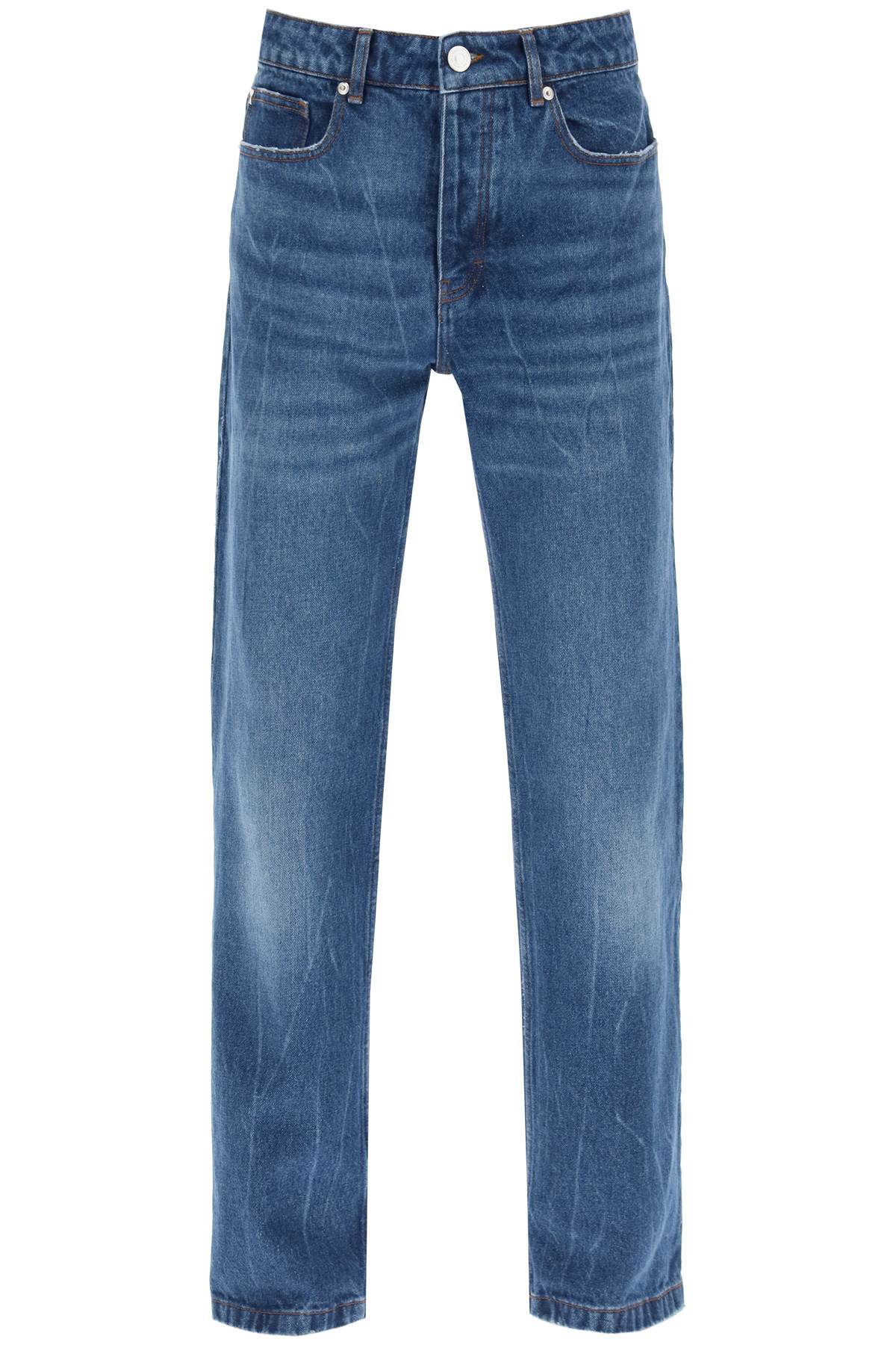 Shop Ami Alexandre Mattiussi Loose Jeans With Straight Cut In Used Blue (blue)