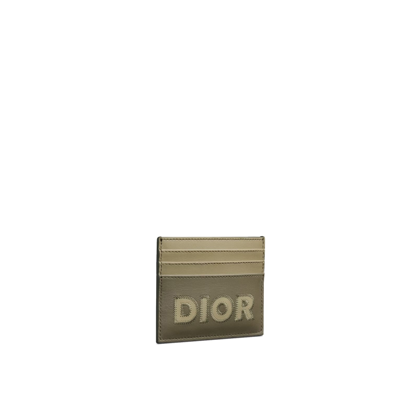 Shop Dior Leather Card Holder In Green