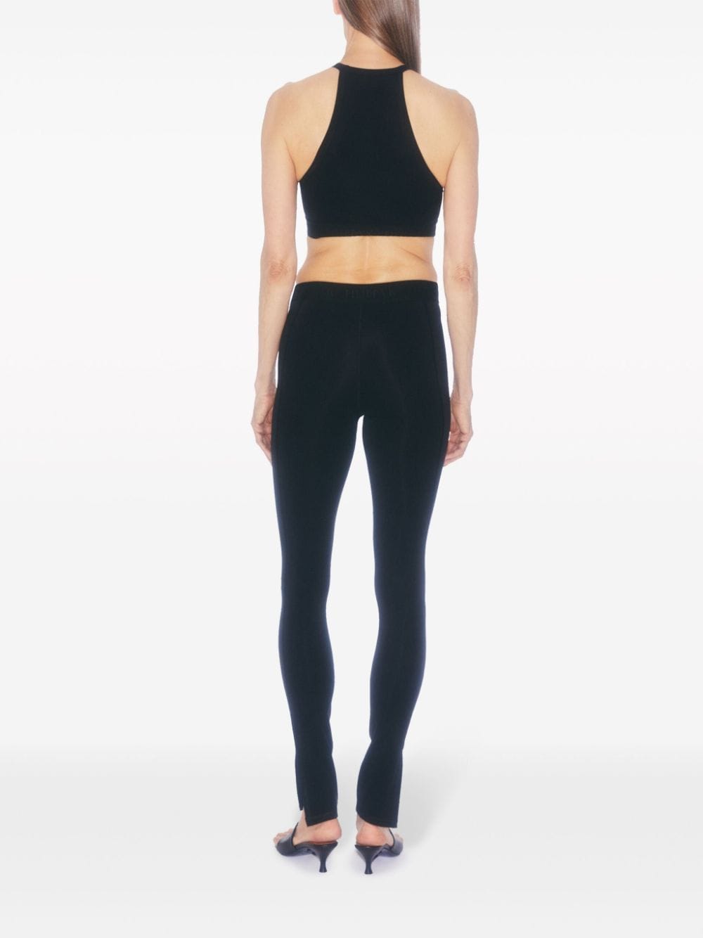 Filippa K Layered High Neck Halterneck Sports Bra In Black