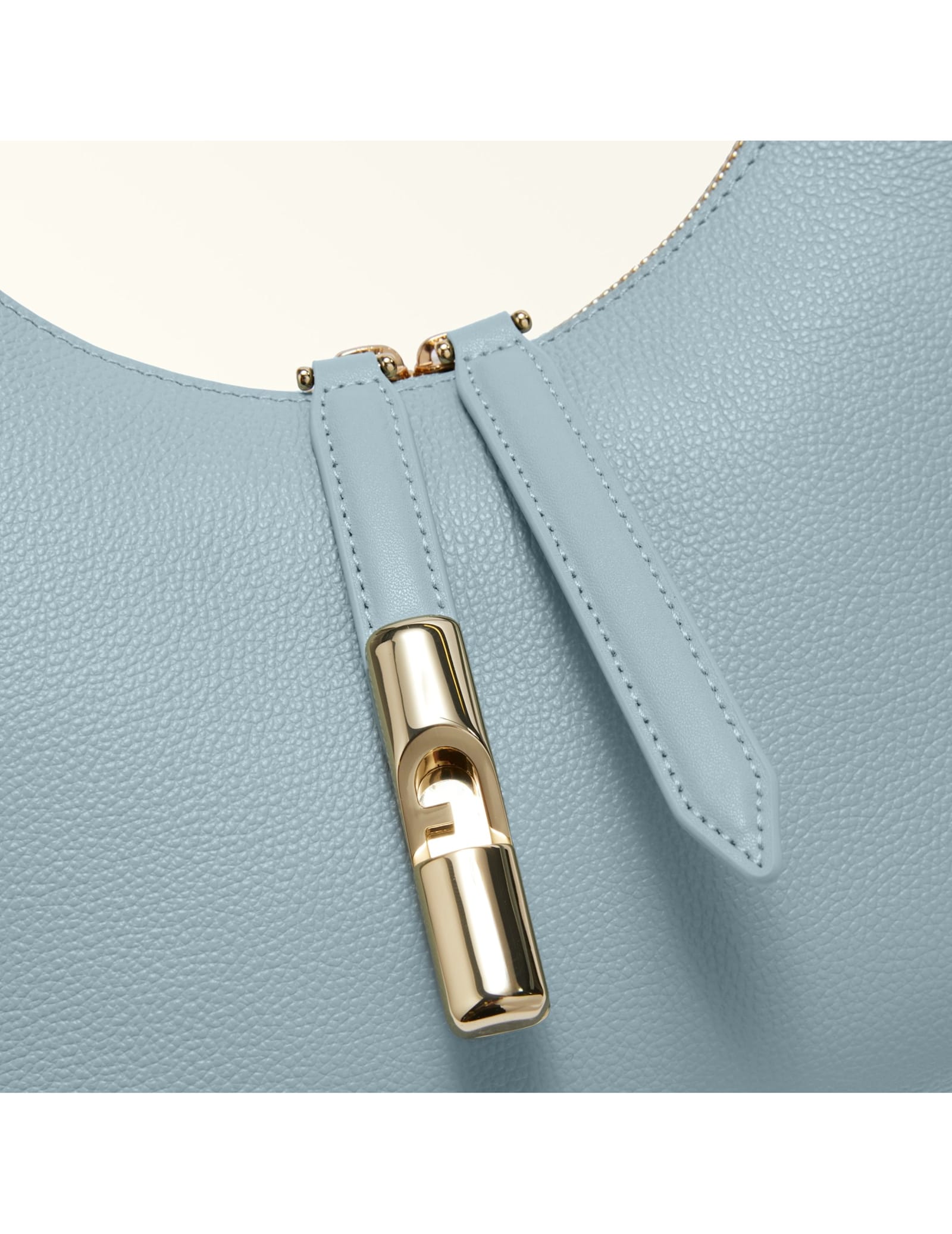Furla Leather Shoulder Bag With Adjustable Strap And Gold-tone Hardware In Blue