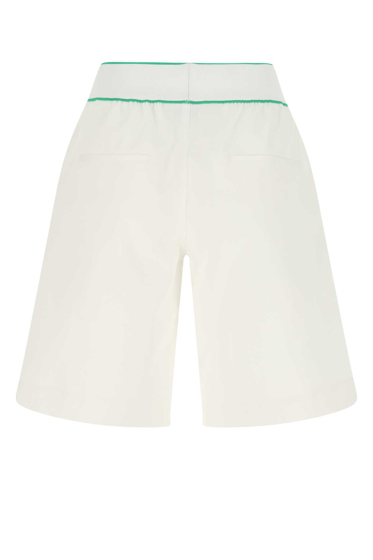 Shop Bottega Veneta White Cotton Bermuda Shorts In 9000