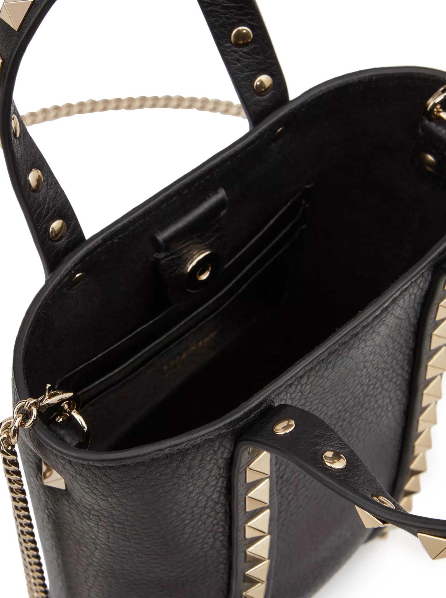 Shop Valentino Mini Tote Rockstud Vitello Stampa Alce/platinum Studs In No Black