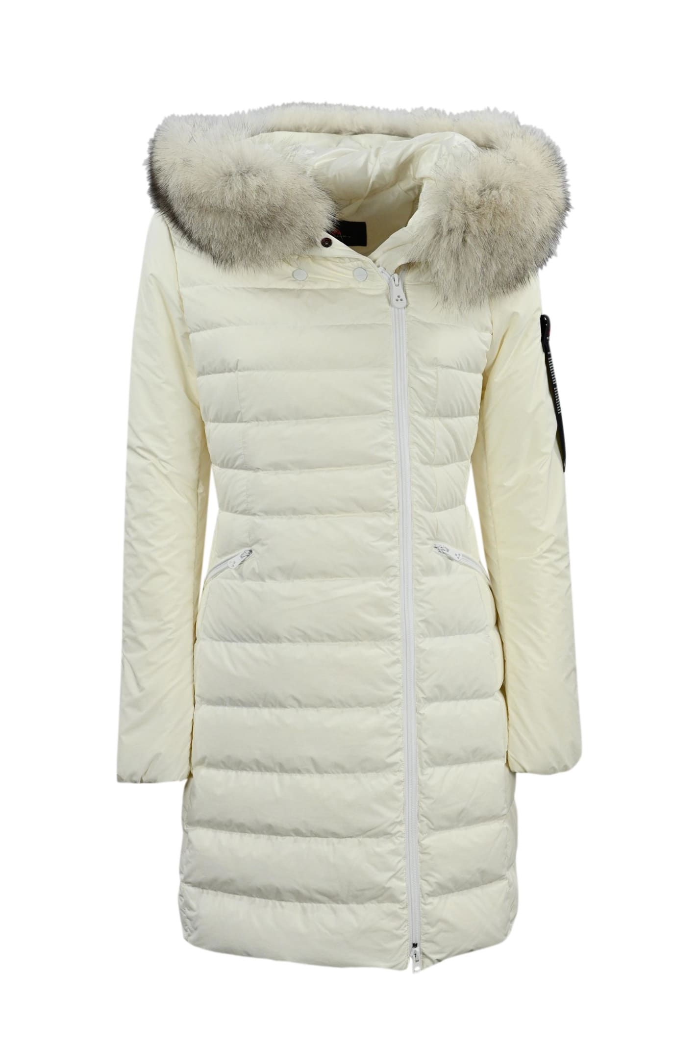 Shop Peuterey Down Jacket With Fur Seriola ml 04 Fur In Yellow Cream