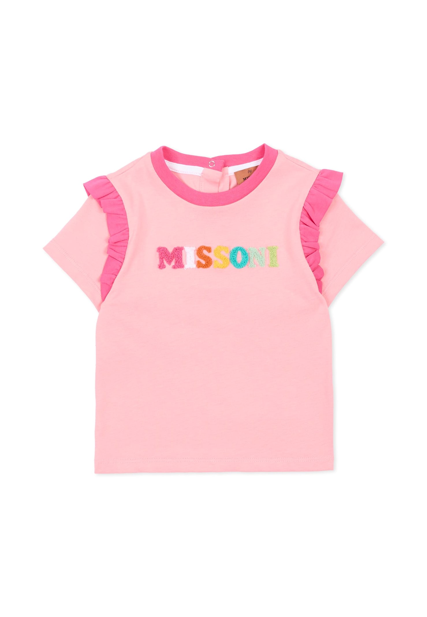 Missoni Pink T-shirt For Baby Girl With Logo In Pink