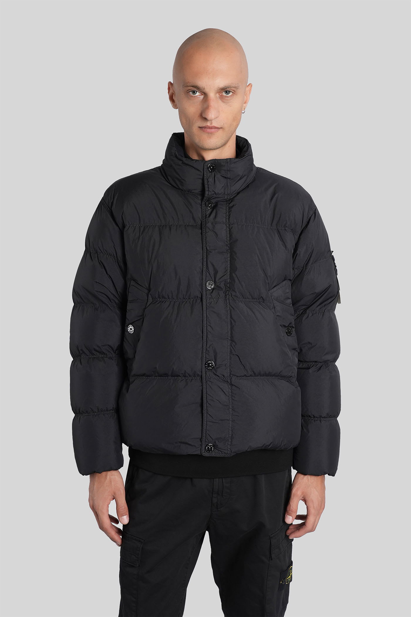 Stone Island Down Jacket In Lightweight Recycled Nylon Reps In Black