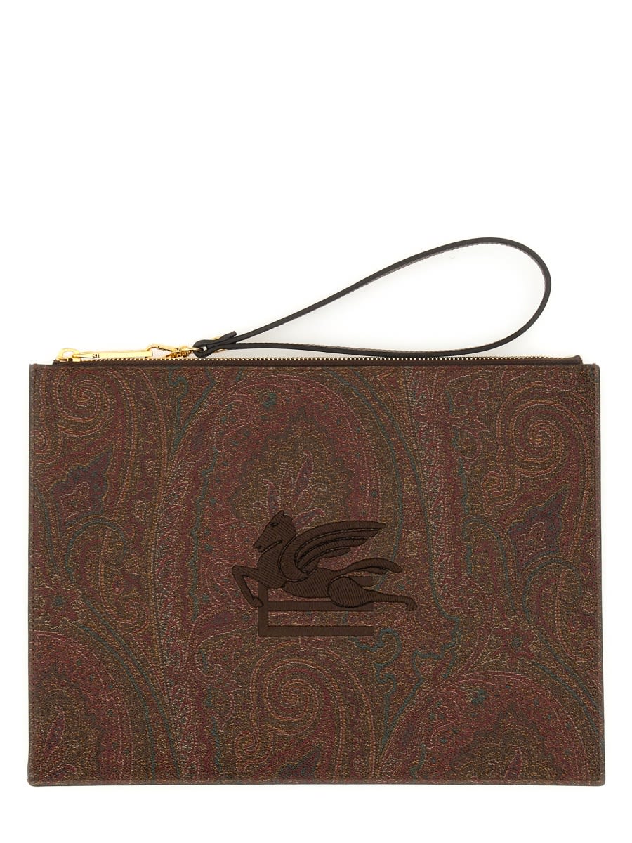 Shop Etro Pouch Paisley Jacquard Medium In Multicolour