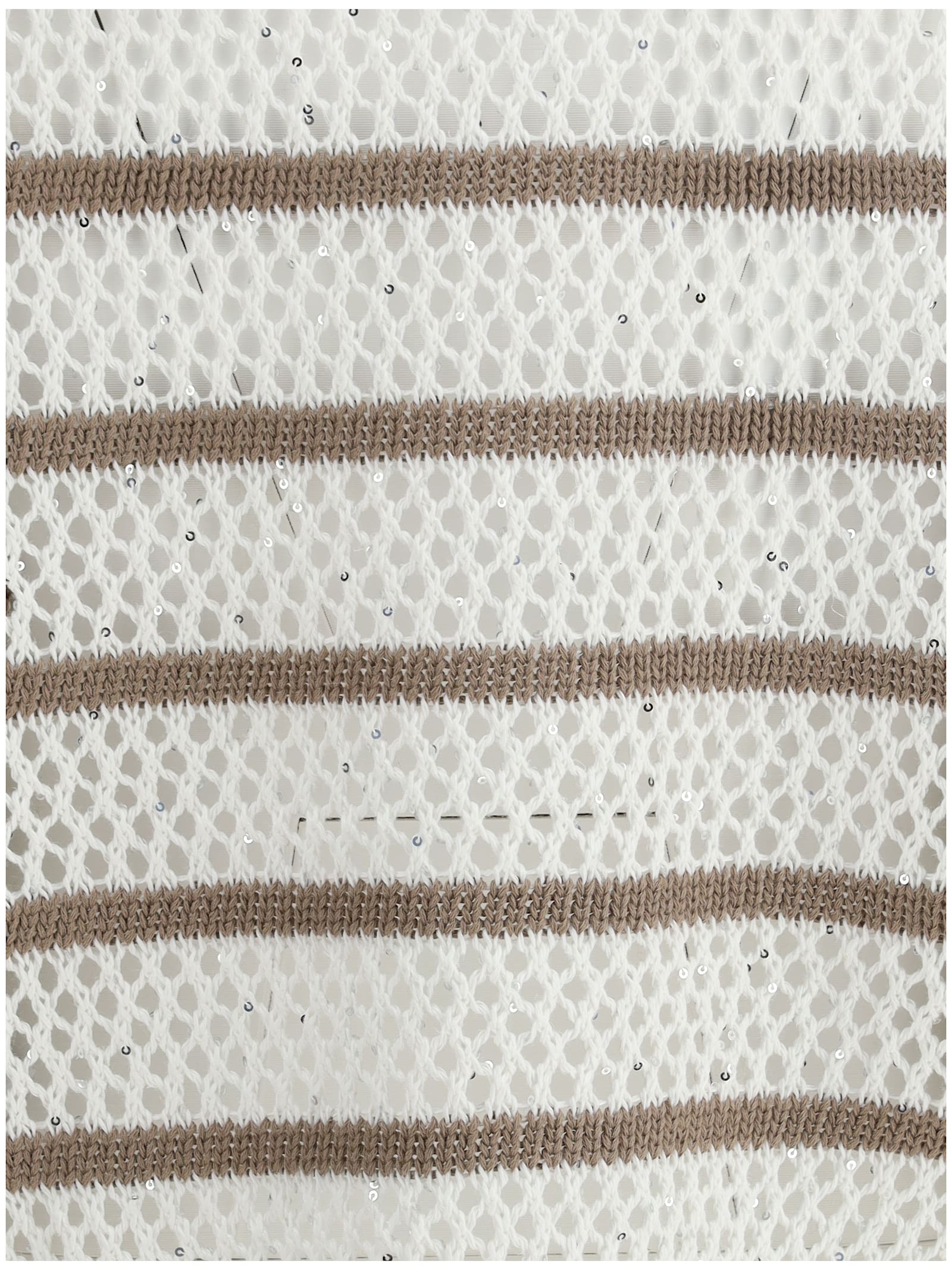 Brunello Cucinelli Women Sweater In Perforated Knit In Bianco+nutshell