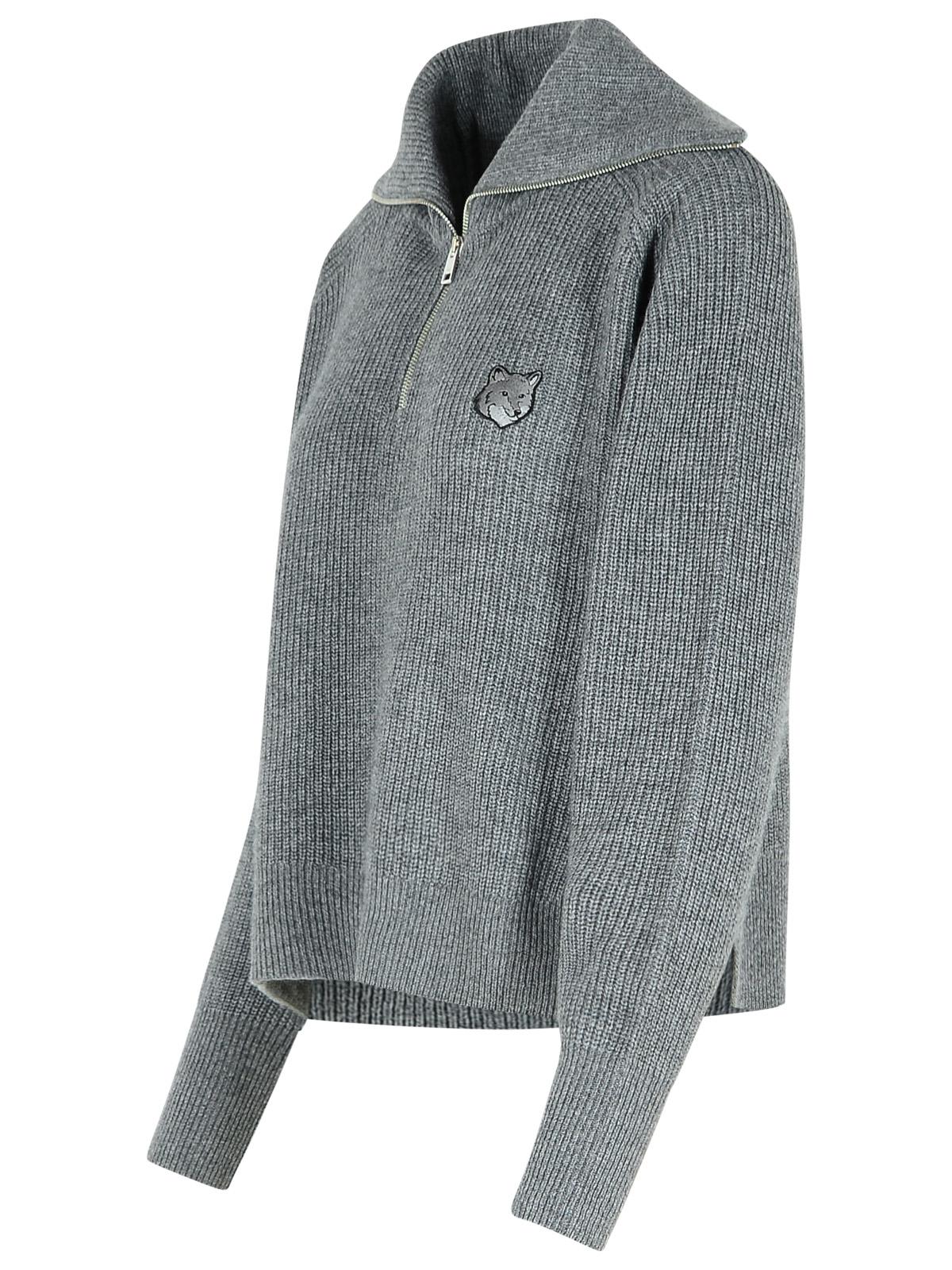 Shop Maison Kitsuné Grey Wool Blend Sweater