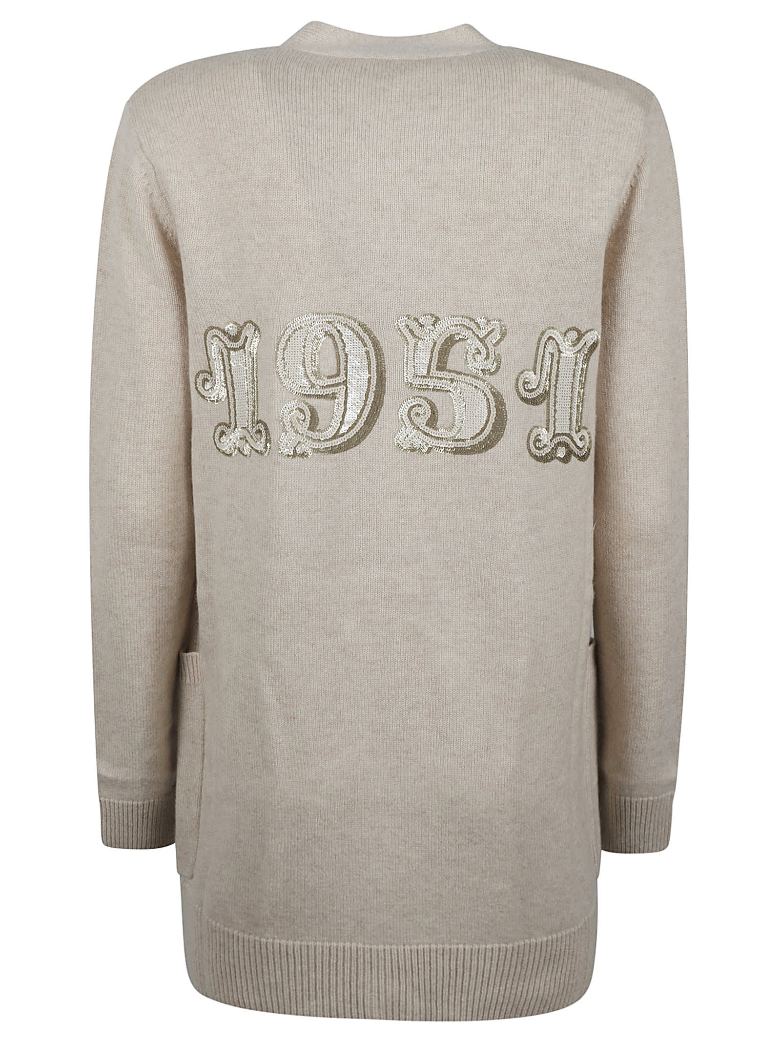 Max Mara Wool And Cashmere Cardigan With Sequin Embroidery