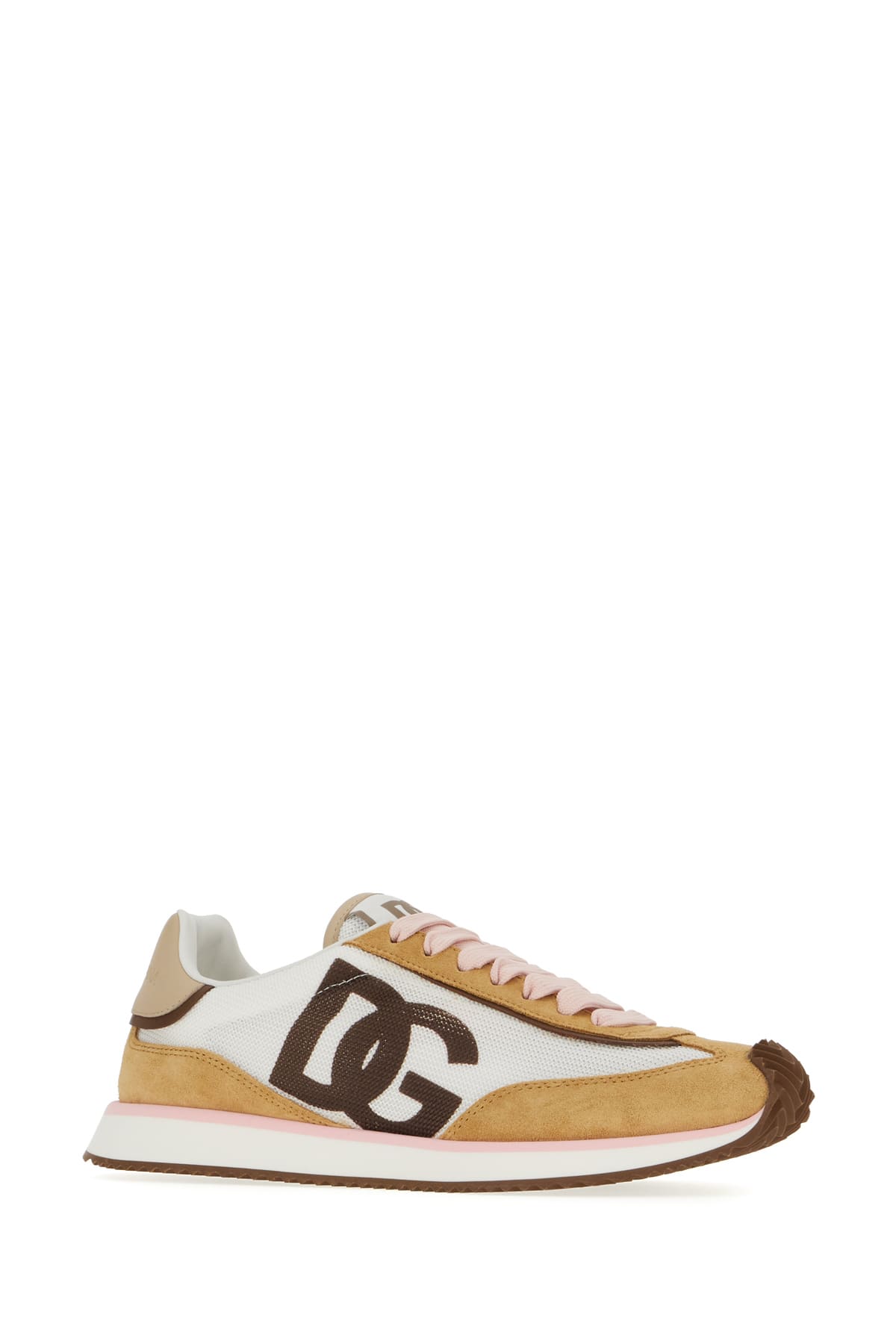 Shop Dolce & Gabbana Multicolor Suede And Polyester Sneakers In Bianco Cacao