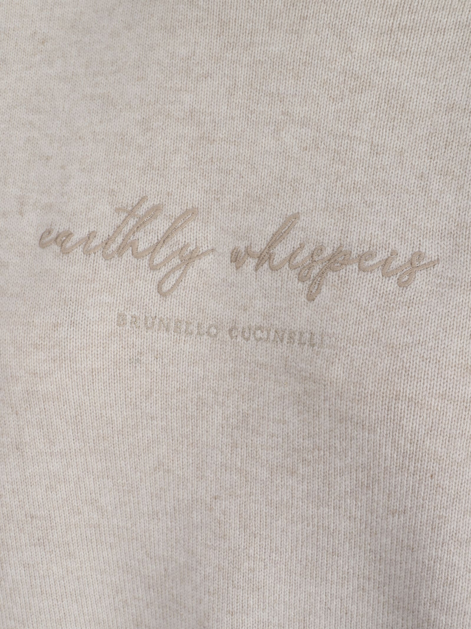 Brunello Cucinelli Embroidery Sweater In Beige