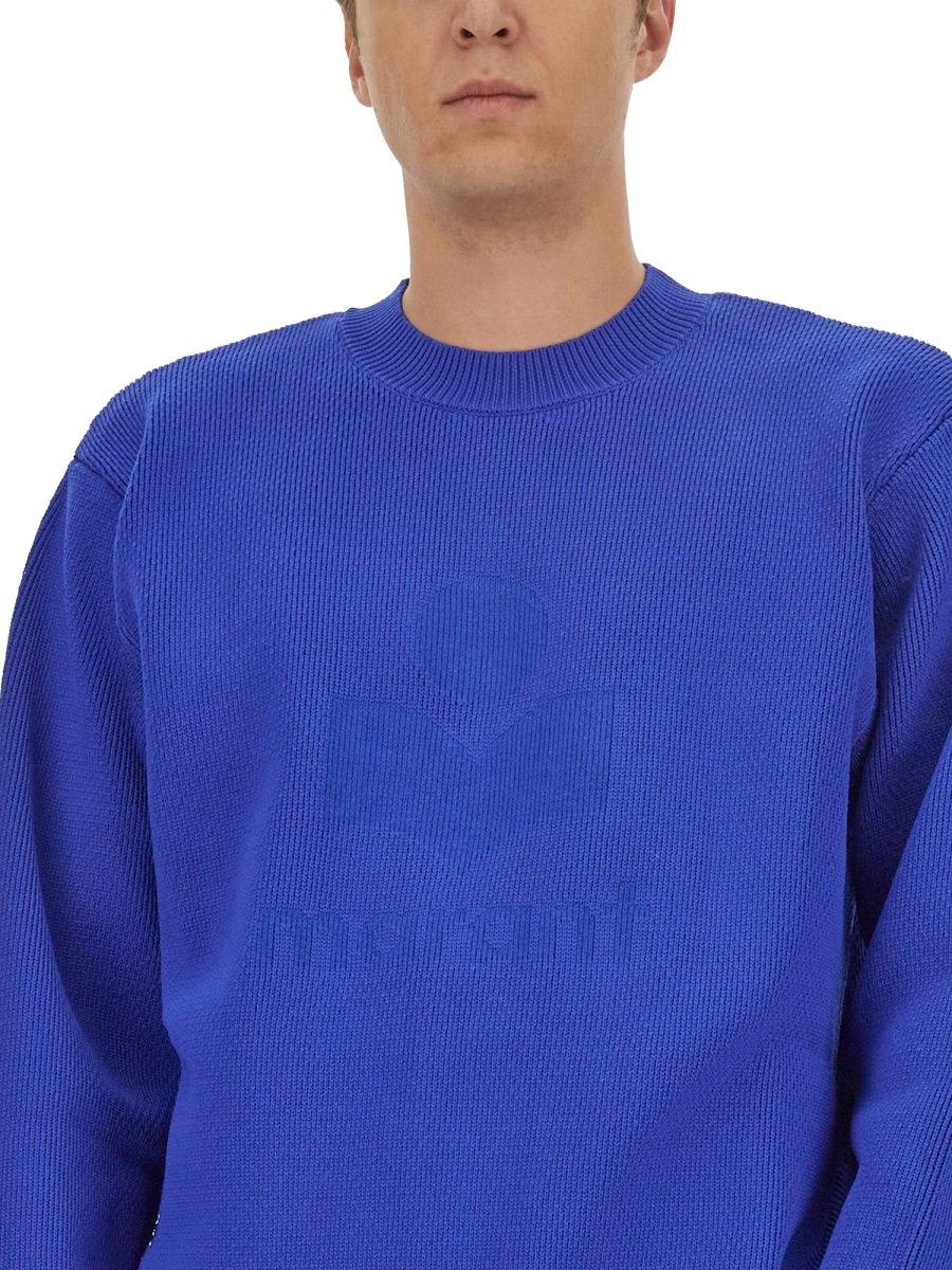 Shop Isabel Marant Logo Intarsia-knitted Crewneck Jumper In Blue