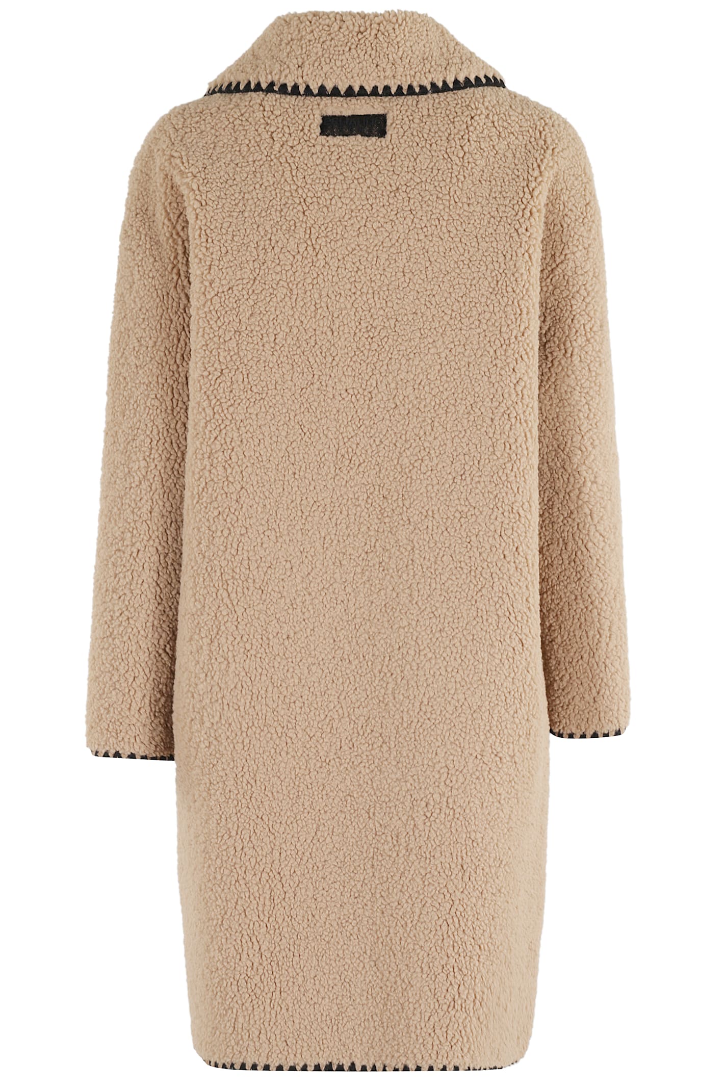 Ermanno Firenze Double-breasted Teddy Coat In Brown