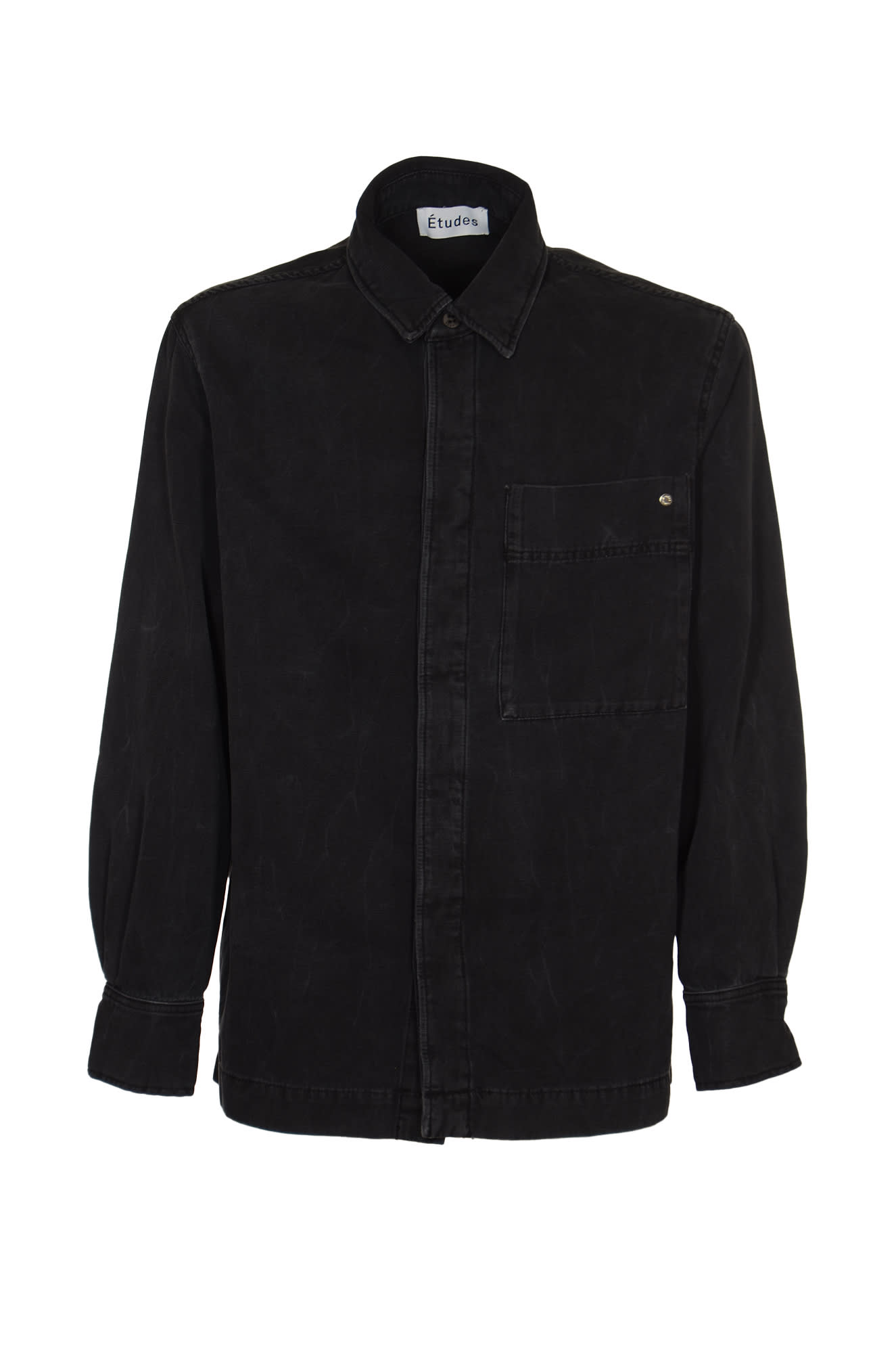 Shop Etudes Studio Picture Canvas Wrinkled Shirt In Black