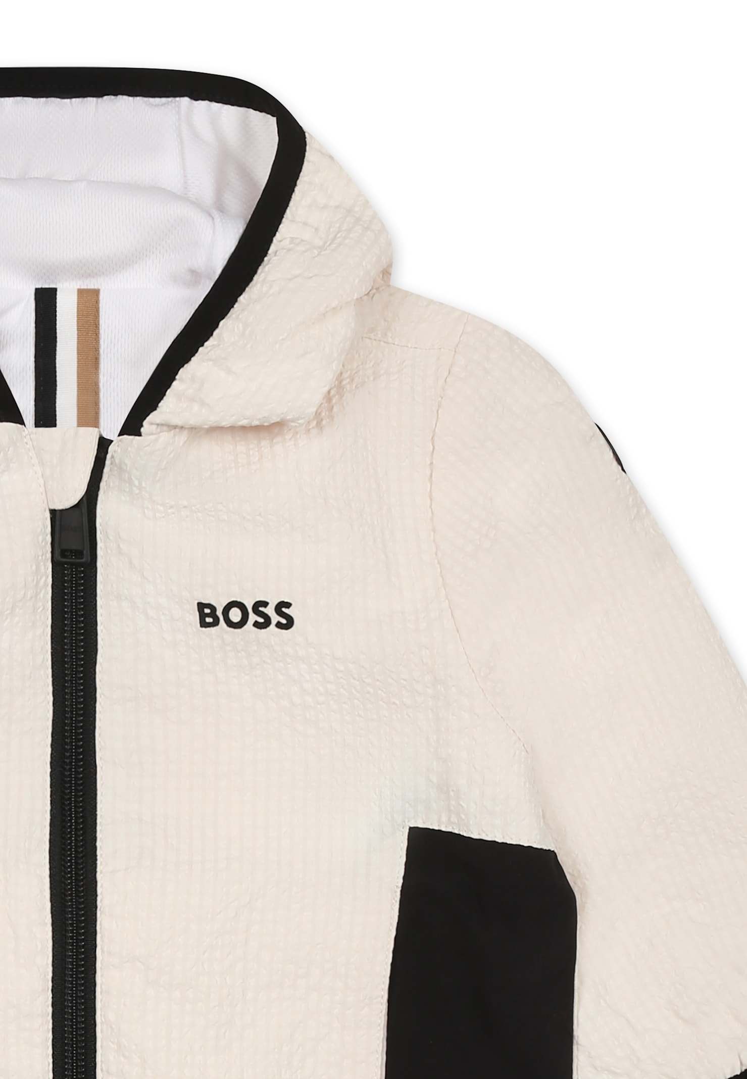 Hugo Boss Beige Windbreaker Jacket For Baby Boy With Logo In Beige