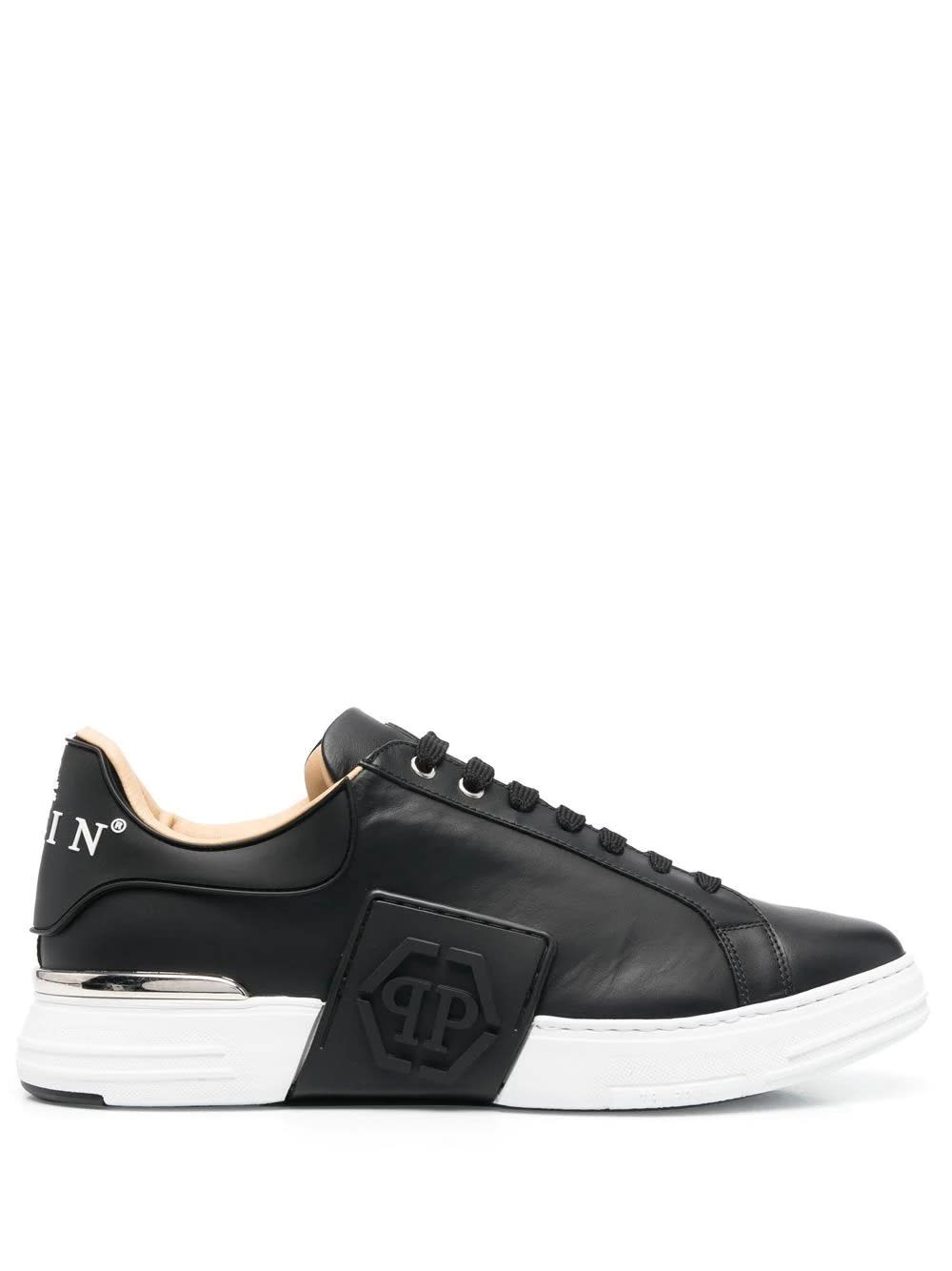 Hexagon Sneakers In Black Leather