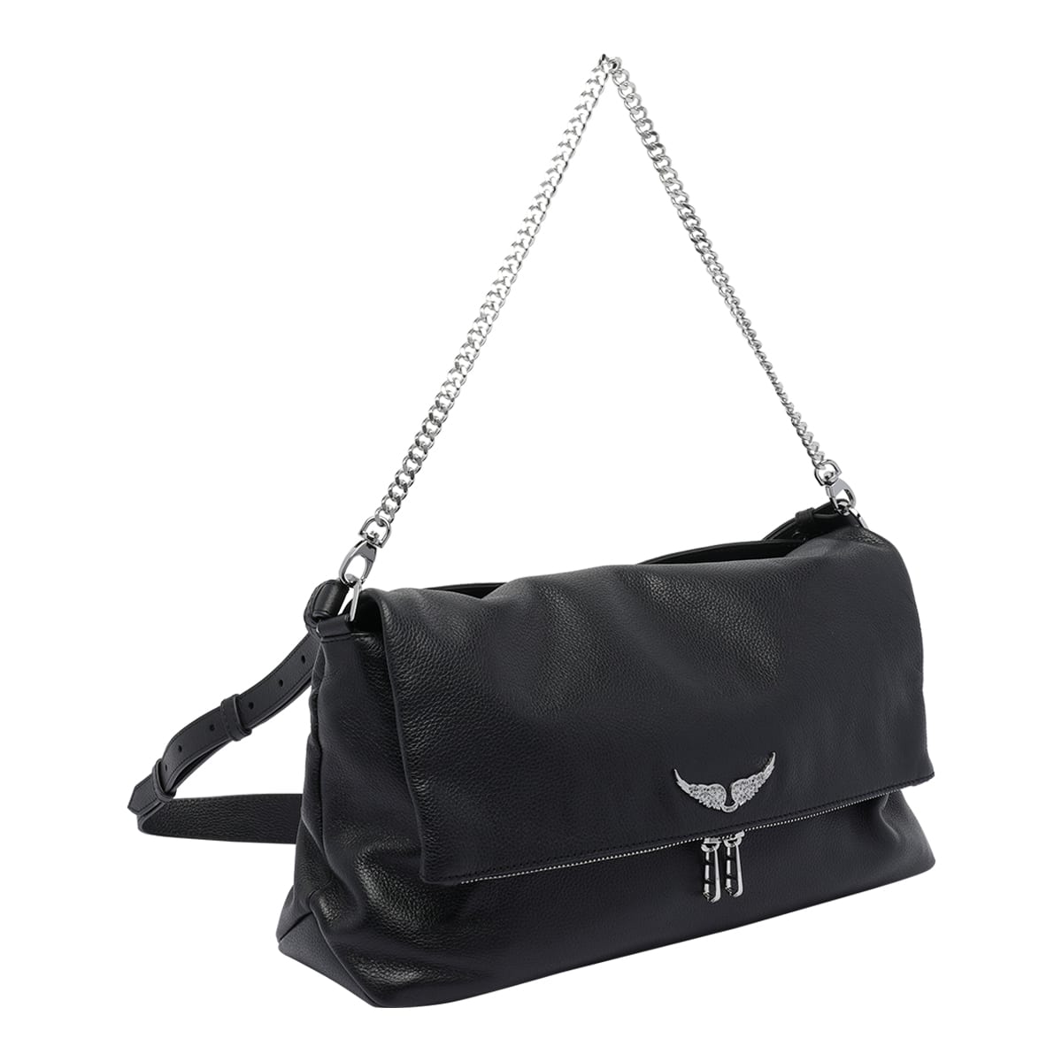 Zadig & Voltaire Xl Rocky Shoulder Bag In Black