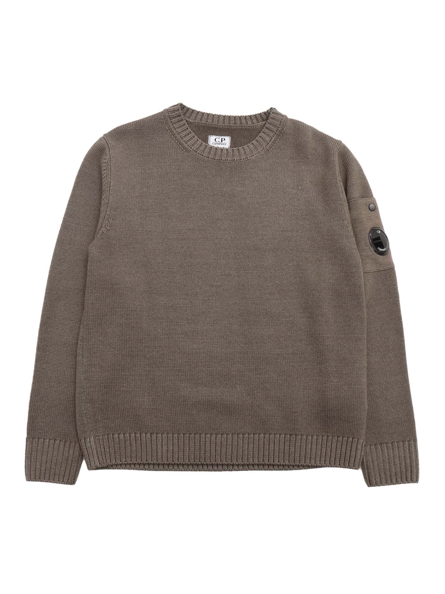 C.p. Company Undersixteen Crewneck Sweater In Brown