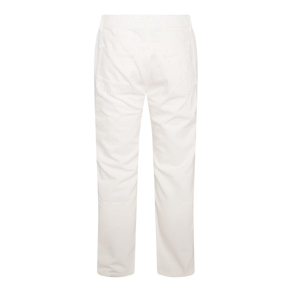 Shop Palm Angels Straight Leg Jeans In White