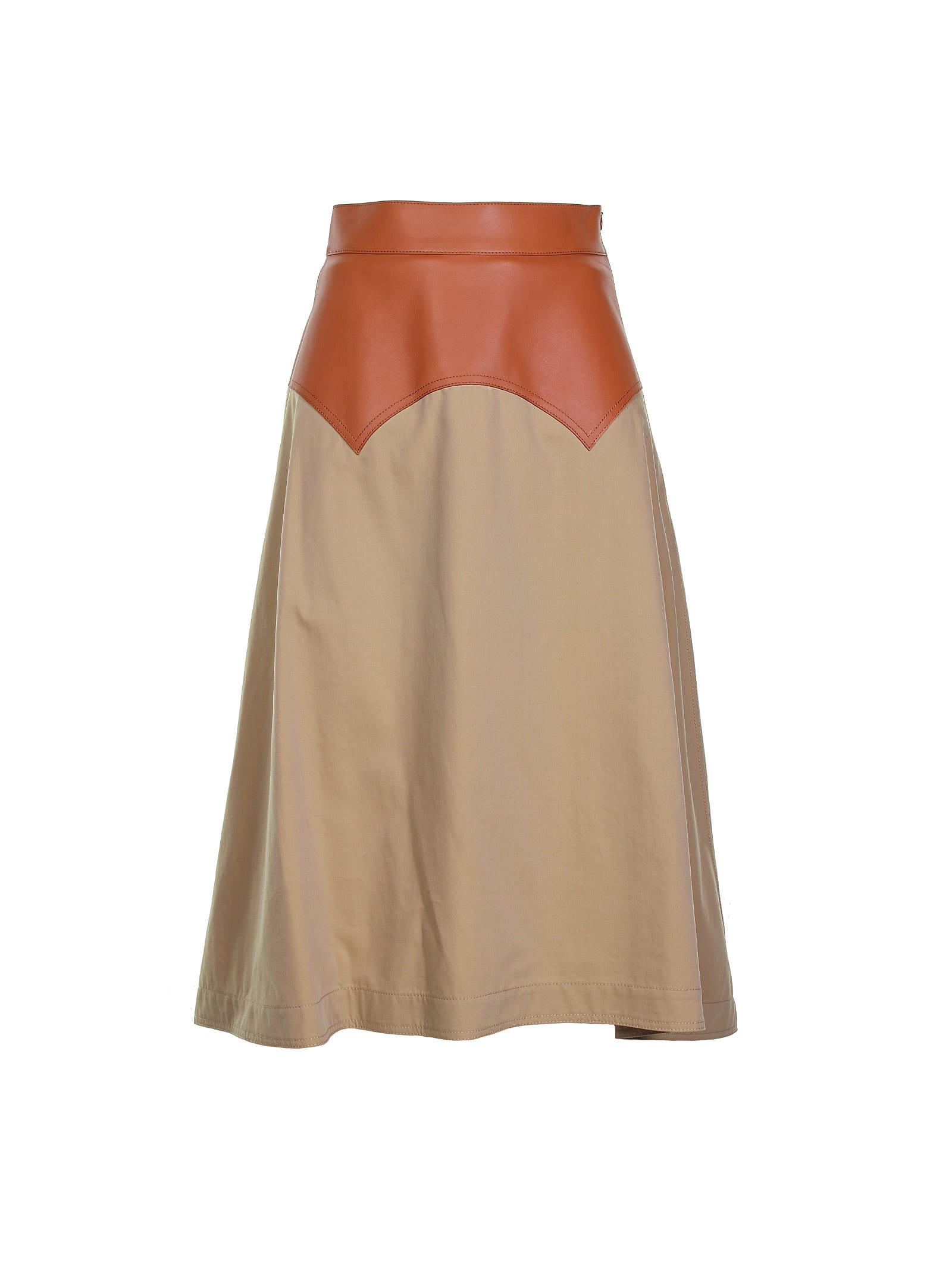 Loewe Loewe Tan And Beige Midi Skirt