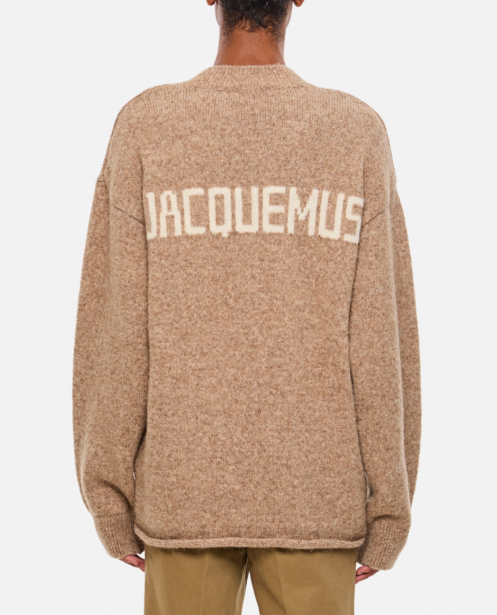 Shop Jacquemus Le Pull  Crewneck Sweater In Beige