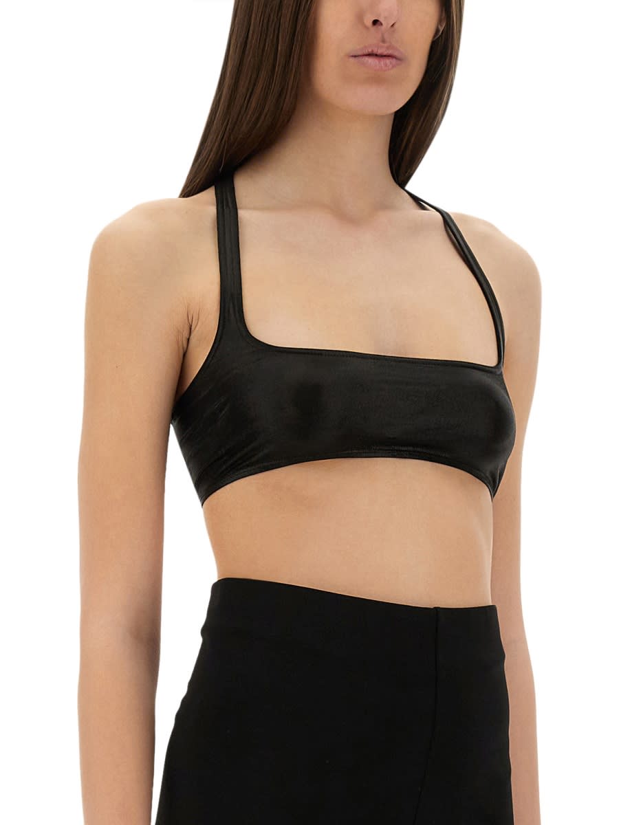 Rick Owens Square Neckline Cropped Fitted Sleeveless Racerback In Black