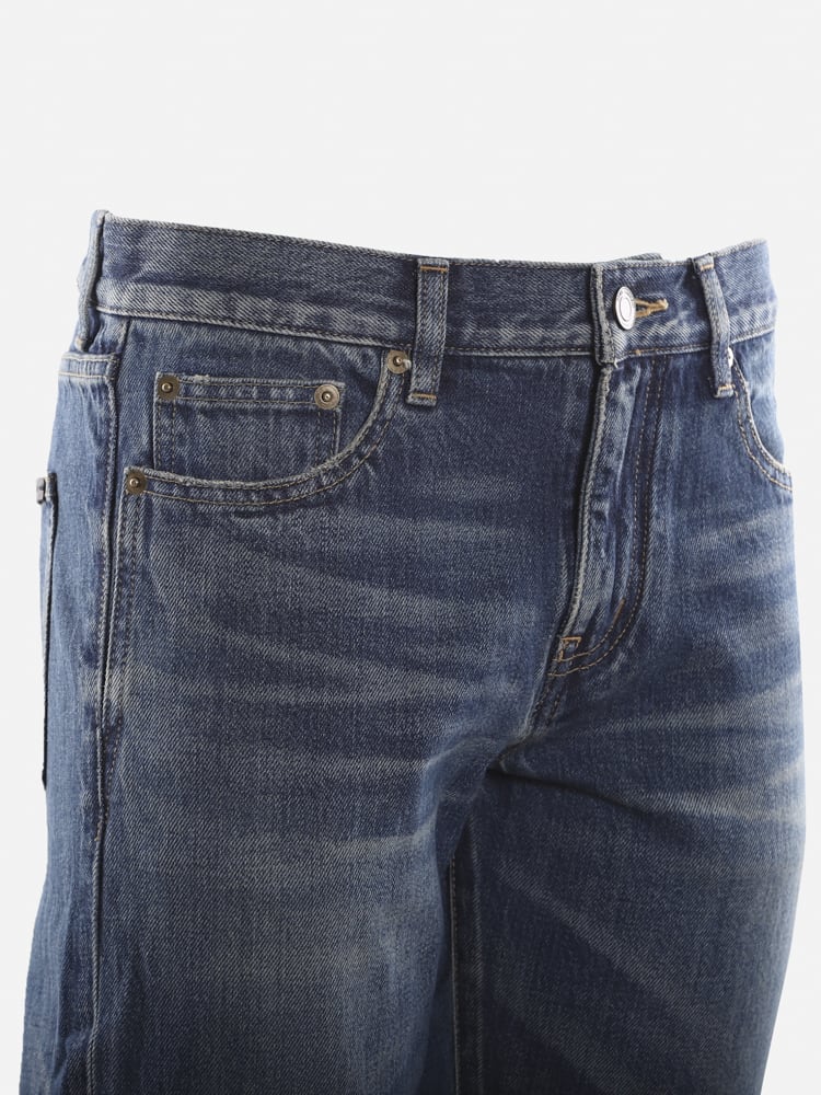 Shop Saint Laurent Cotton Denim Boyfriend Jeans In Blue