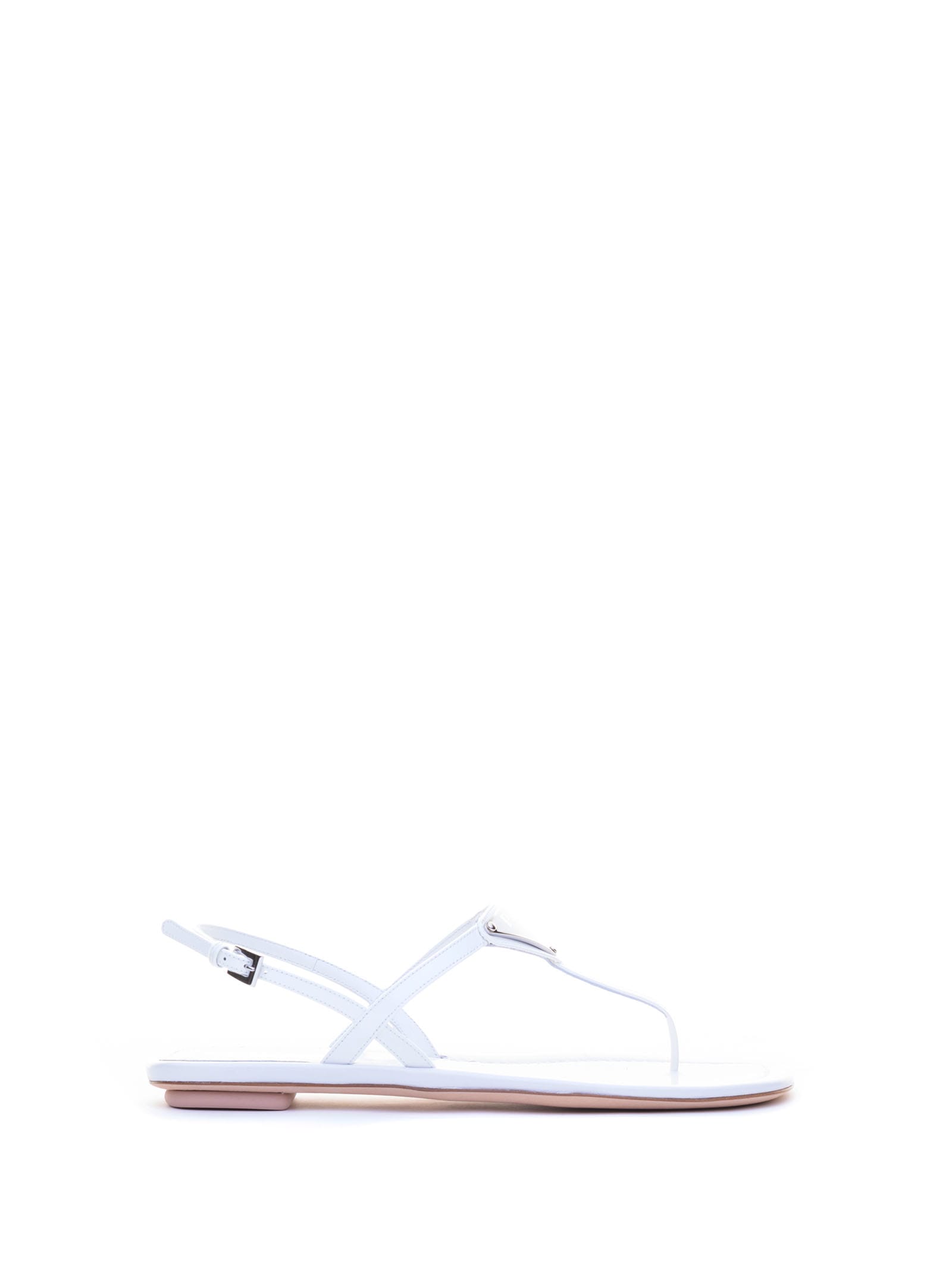 PRADA TRIANGLE LOGO FLAT SANDALS,11234885