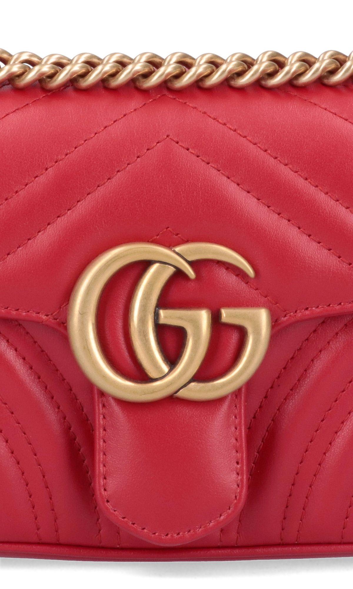 Shop Gucci Gg Marmont Shoulder Bag In Red