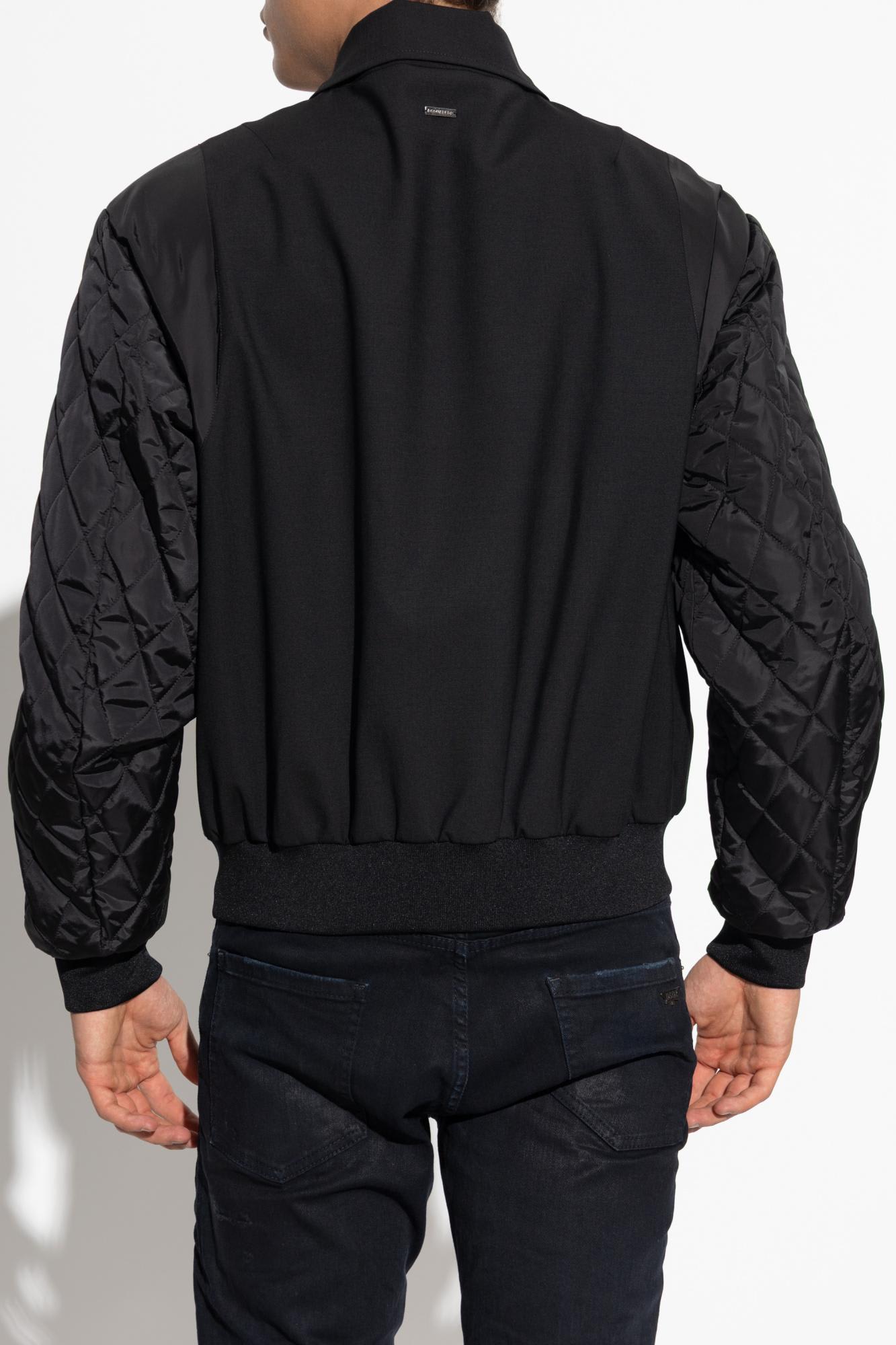Dsquared2 Quilted-sleeve Bomber Jacket In Black