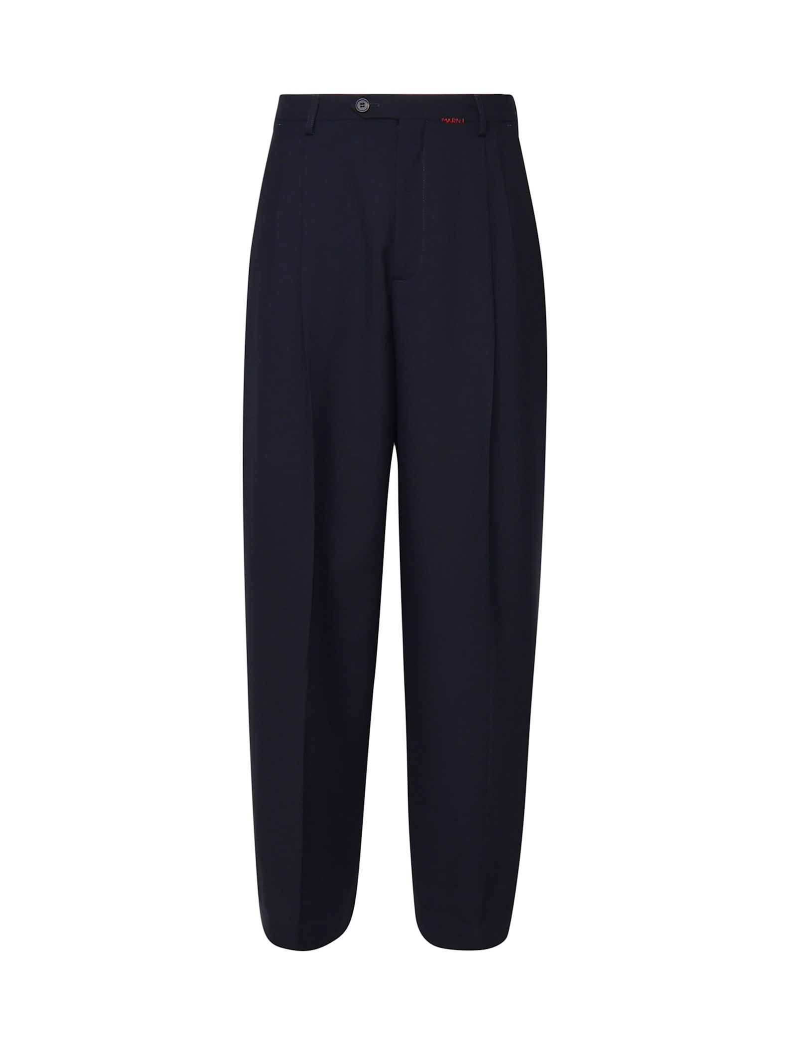 MARNI LOGO EMBROIDERED PRESSED CREASE TROUSERS