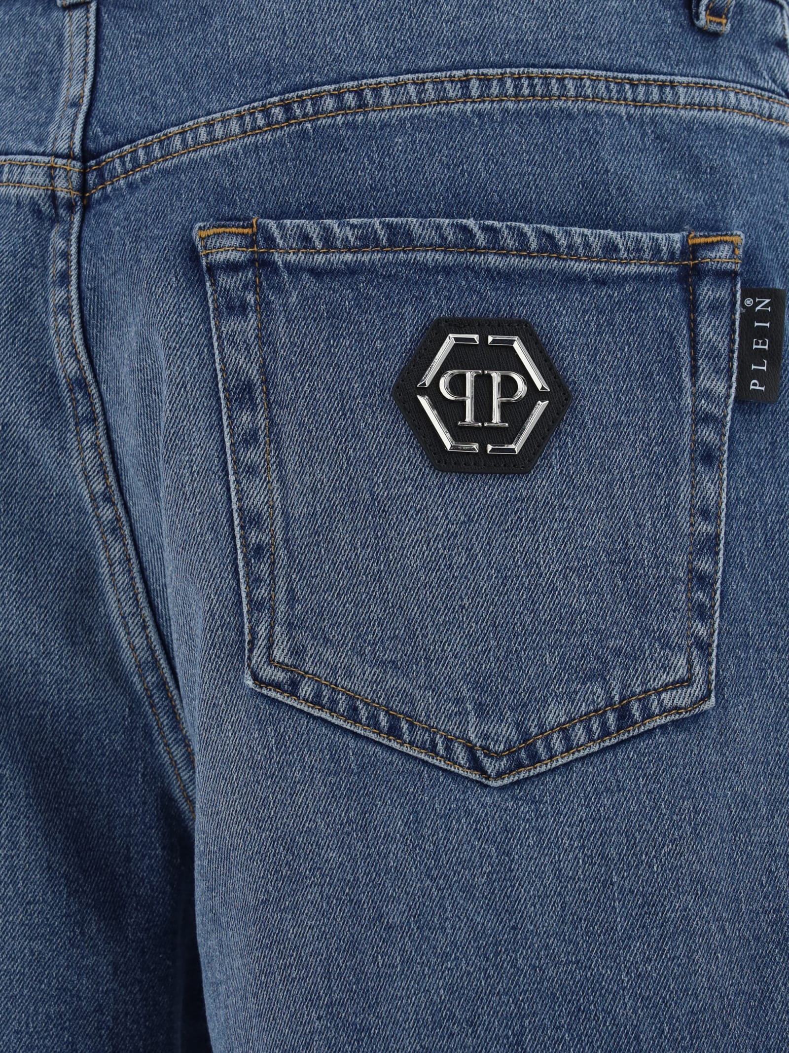 Shop Philipp Plein Denim Shorts In Blu