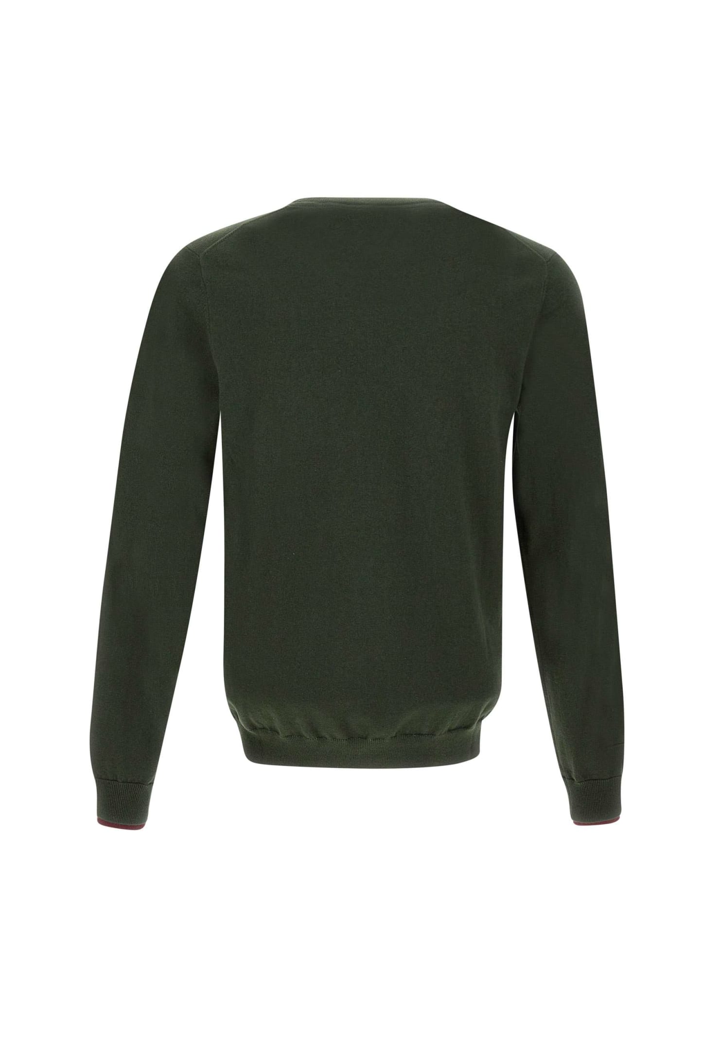 Shop Sun 68 Round Double Cotton And Wool Pullover Sweater In Militare