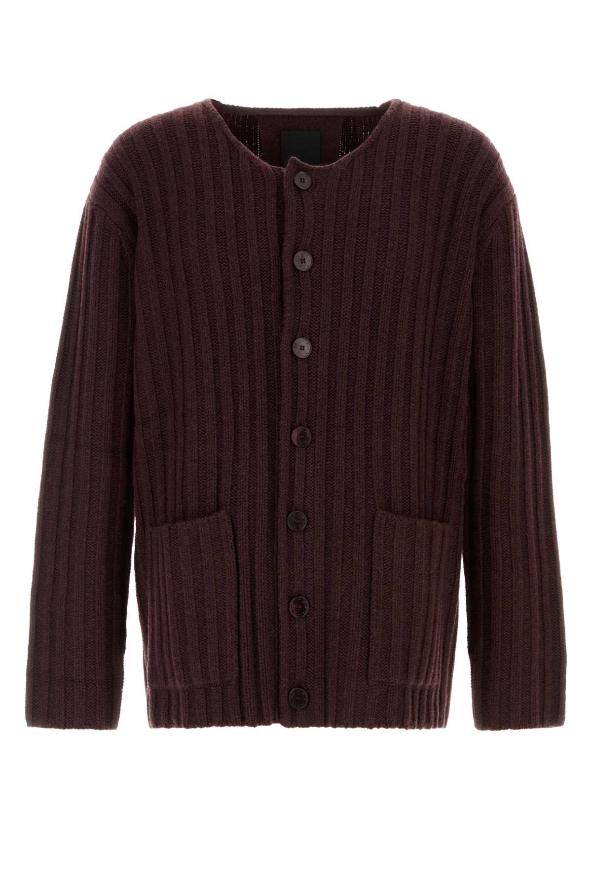 Shop Givenchy Burgundy Cashmere Cardigan