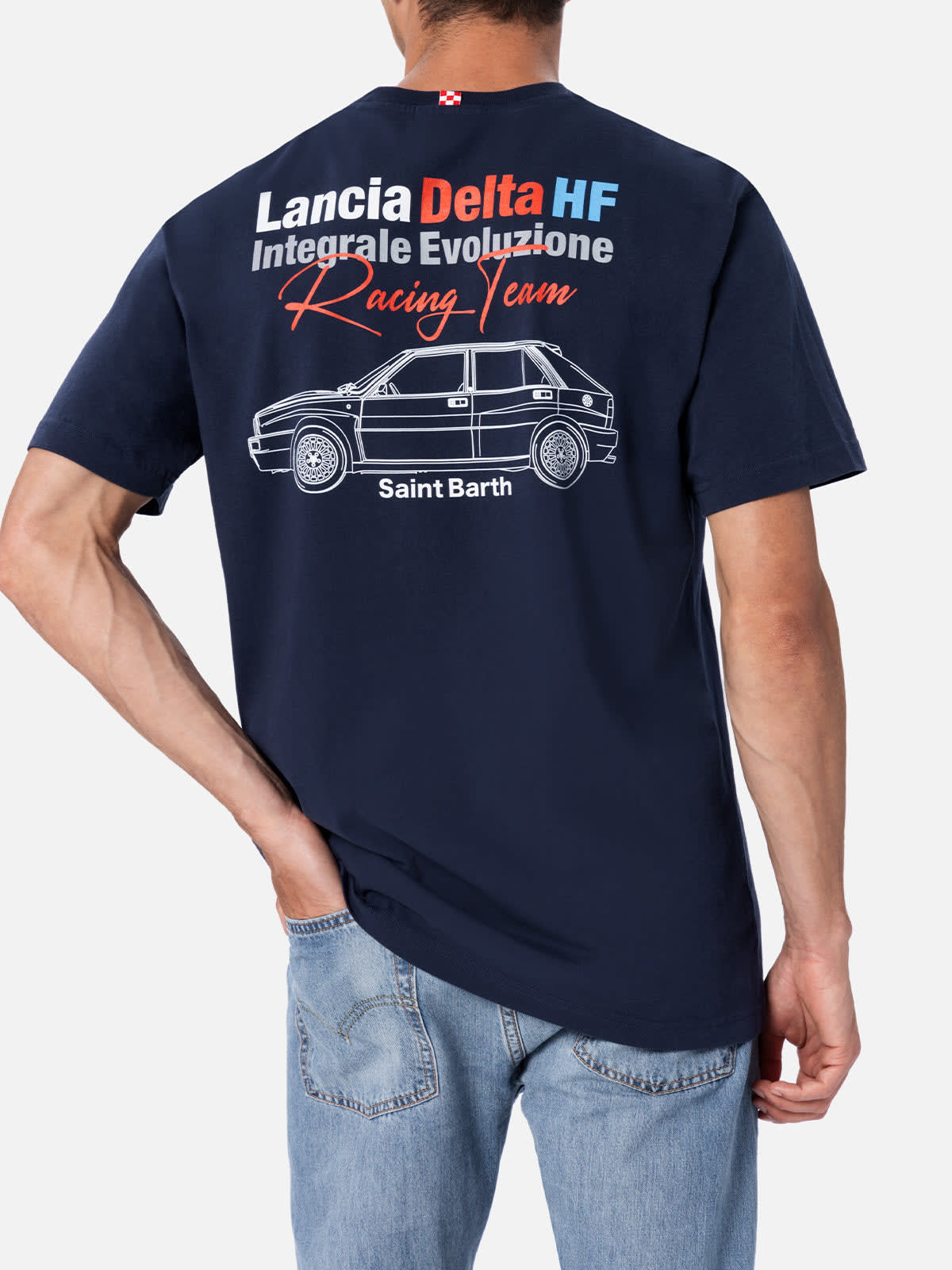 MC2 SAINT BARTH MAN COTTON T-SHIRT WITH LANCIA DELTA HF FRONT AND BACK PLACED PRINT LANCIA SPECIAL EDITION