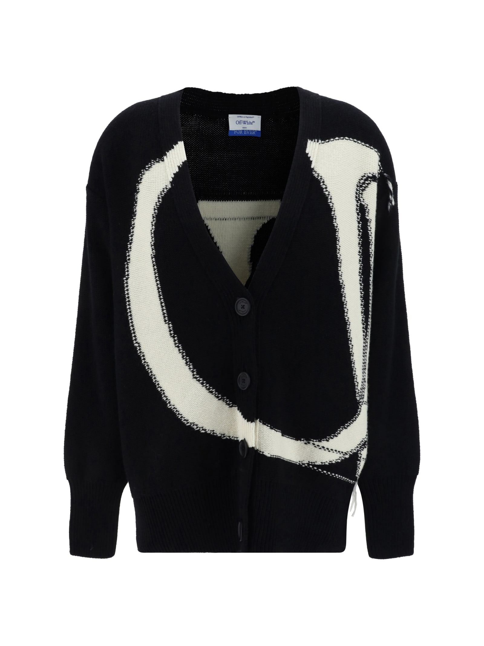 Shop Off-white Cardigan In Black White A